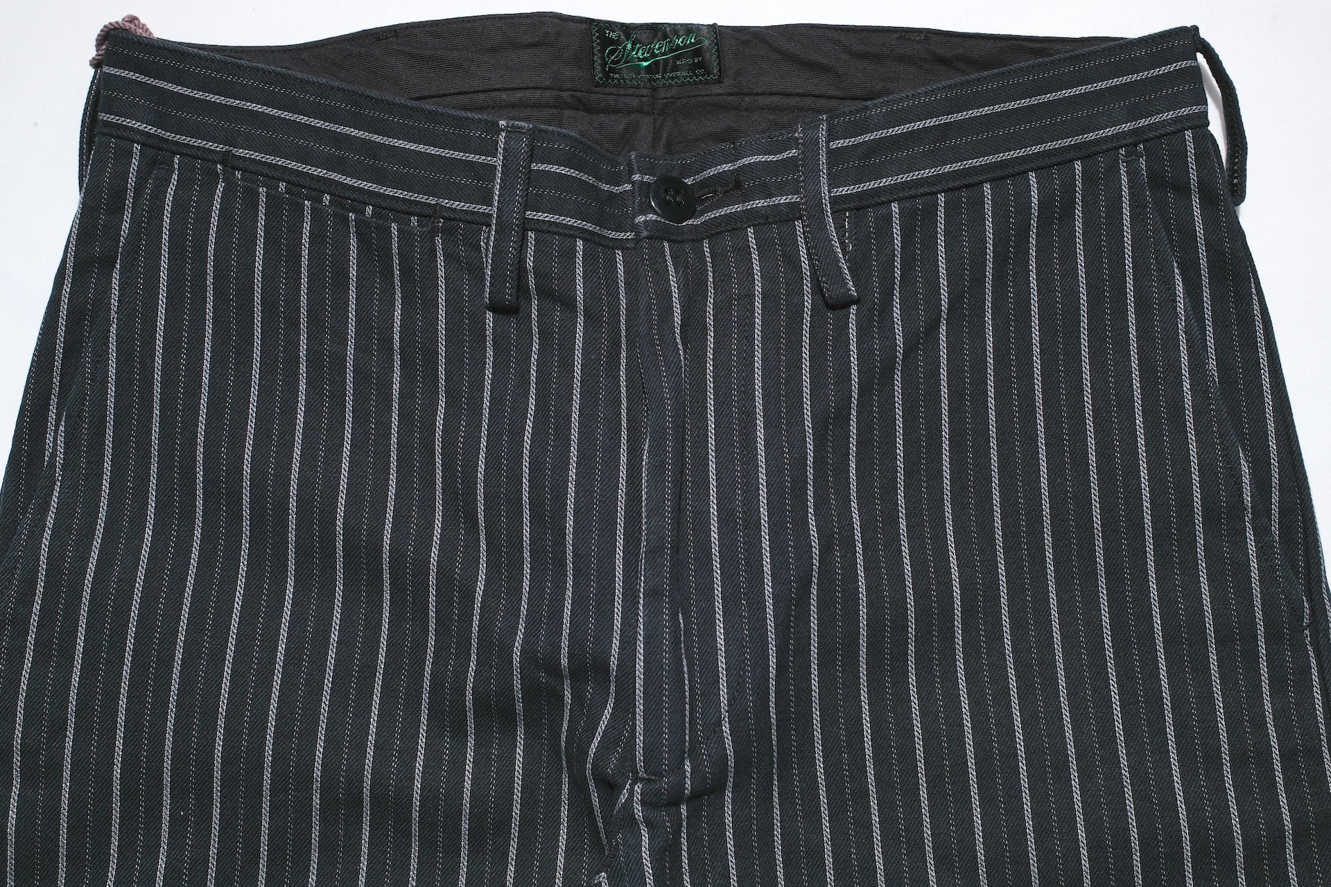 Stevenson Overall Co. "Old Glory" 12.5oz Selvage Pinstripe Chinos (Sumi Black)