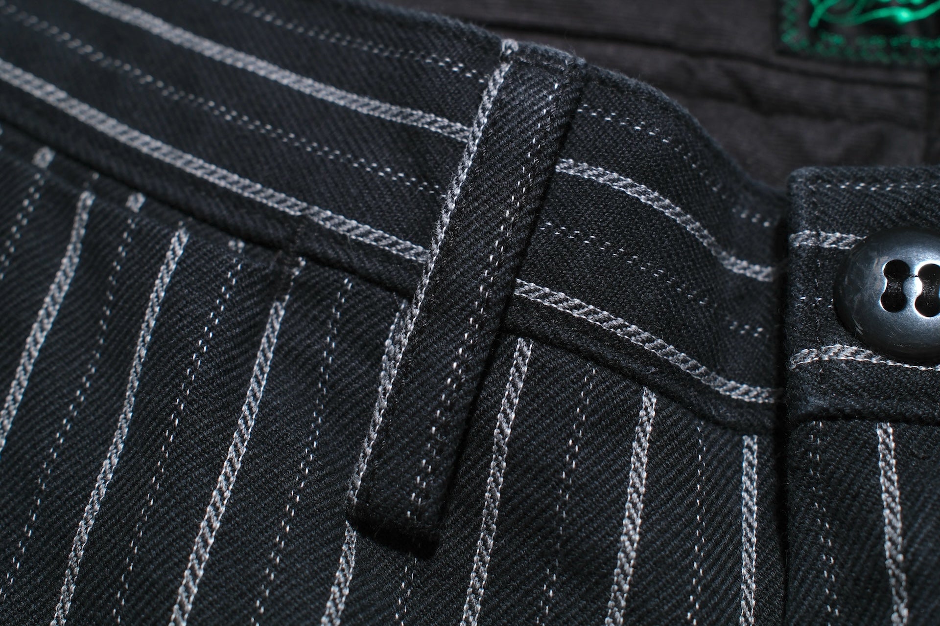 Stevenson Overall Co. "Old Glory" 12.5oz Selvage Pinstripe Chinos (Sumi Black)