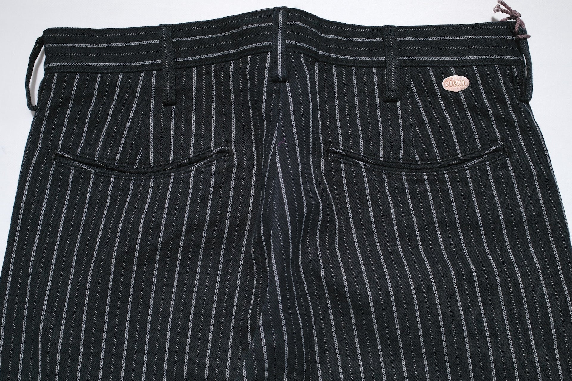 Stevenson Overall Co. "Old Glory" 12.5oz Selvage Pinstripe Chinos (Sumi Black)