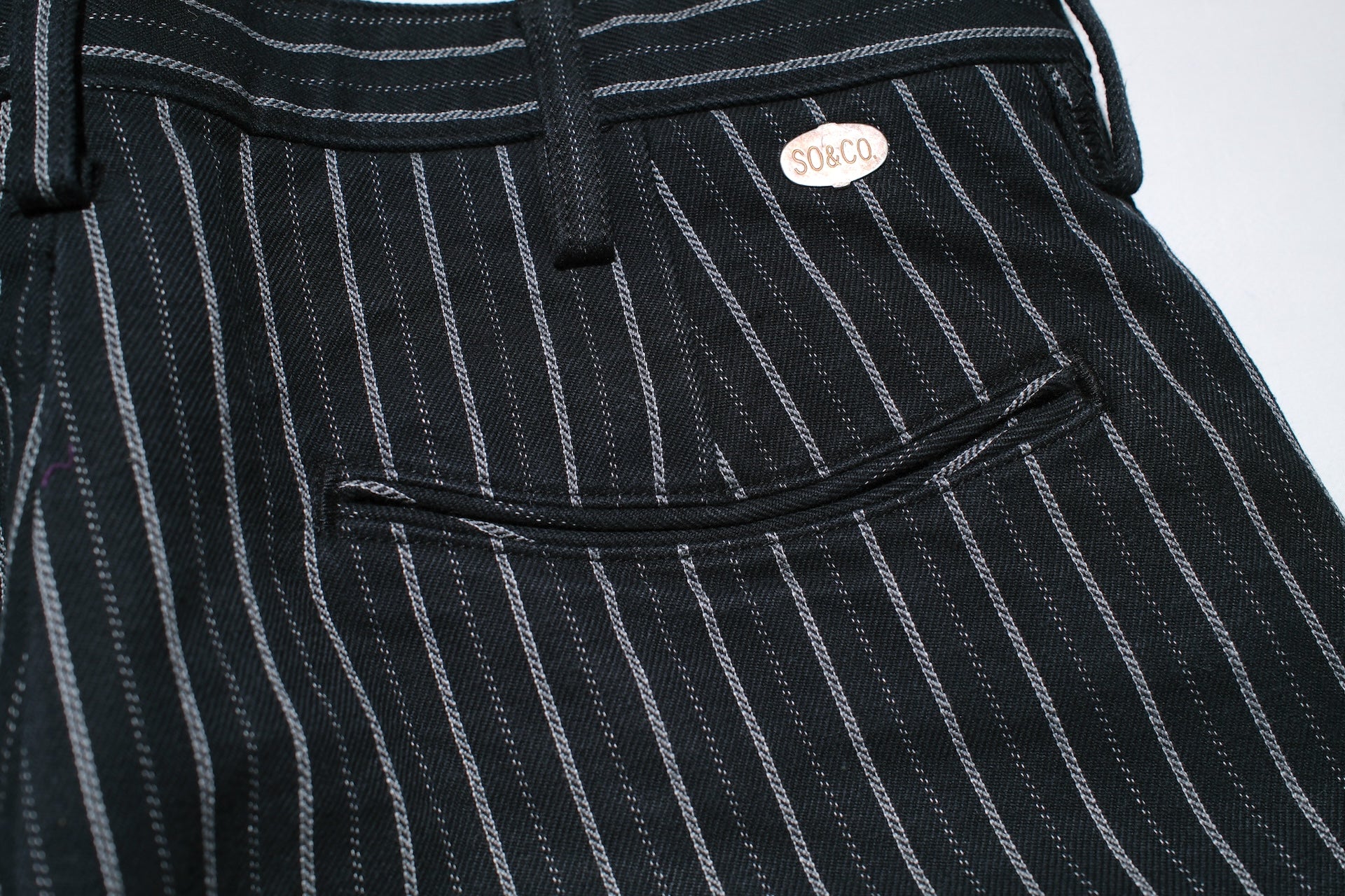 Stevenson Overall Co. "Old Glory" 12.5oz Selvage Pinstripe Chinos (Sumi Black)