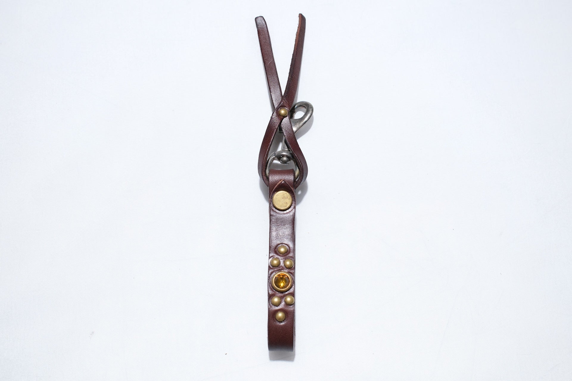 Hollywood Trading Company Snap Key Holder with Yellow Crystal (Dark Brown Tea-core)