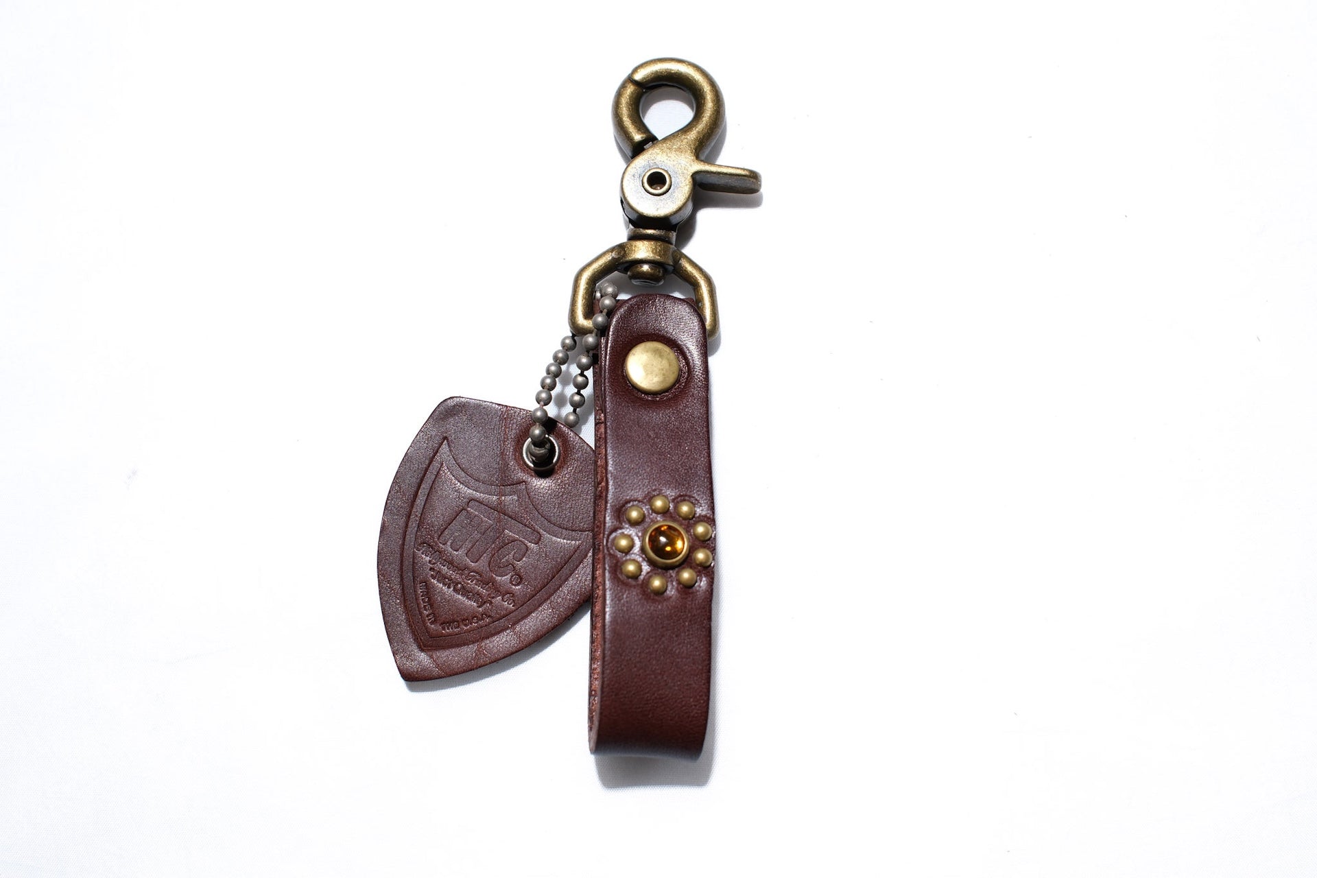 Hollywood Trading Company "Classico Bud" Key Holder with Yellow Crystal (Dark Brown Tea-core)