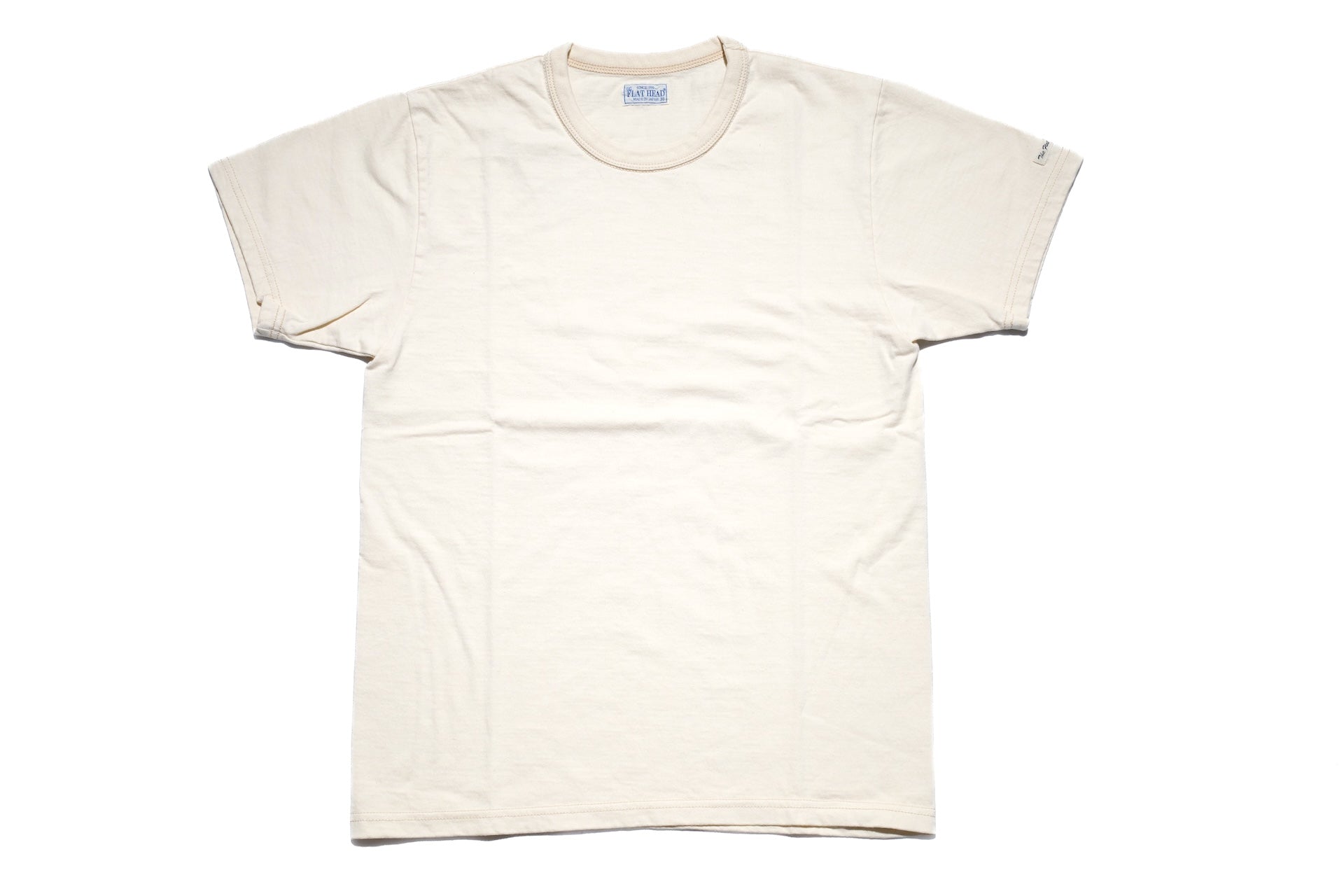 The Flat Head 24 Version 9oz Loopwheeled Plain Tee (Cream)