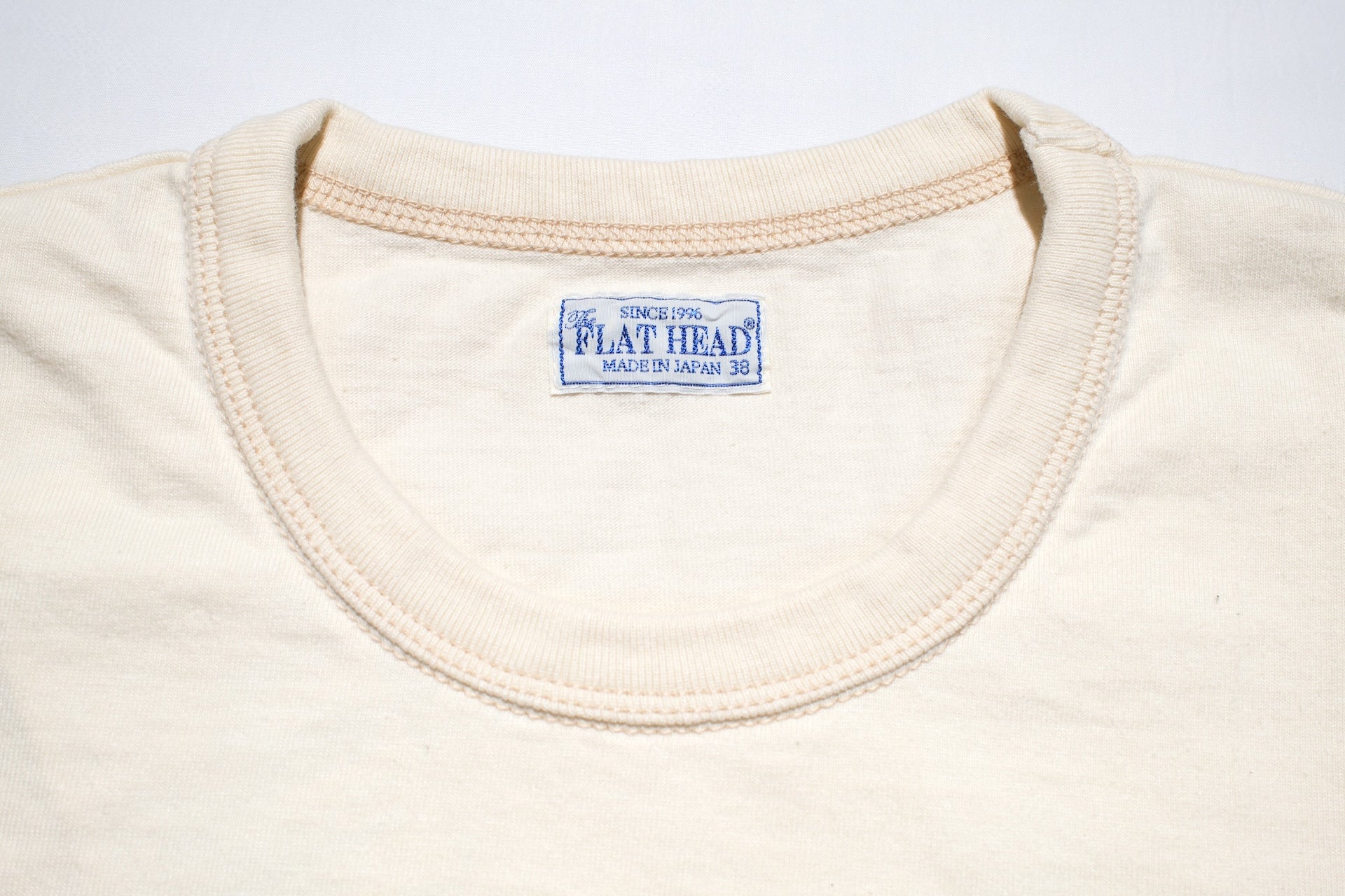 The Flat Head 24 Version 9oz Loopwheeled Plain Tee (Cream)