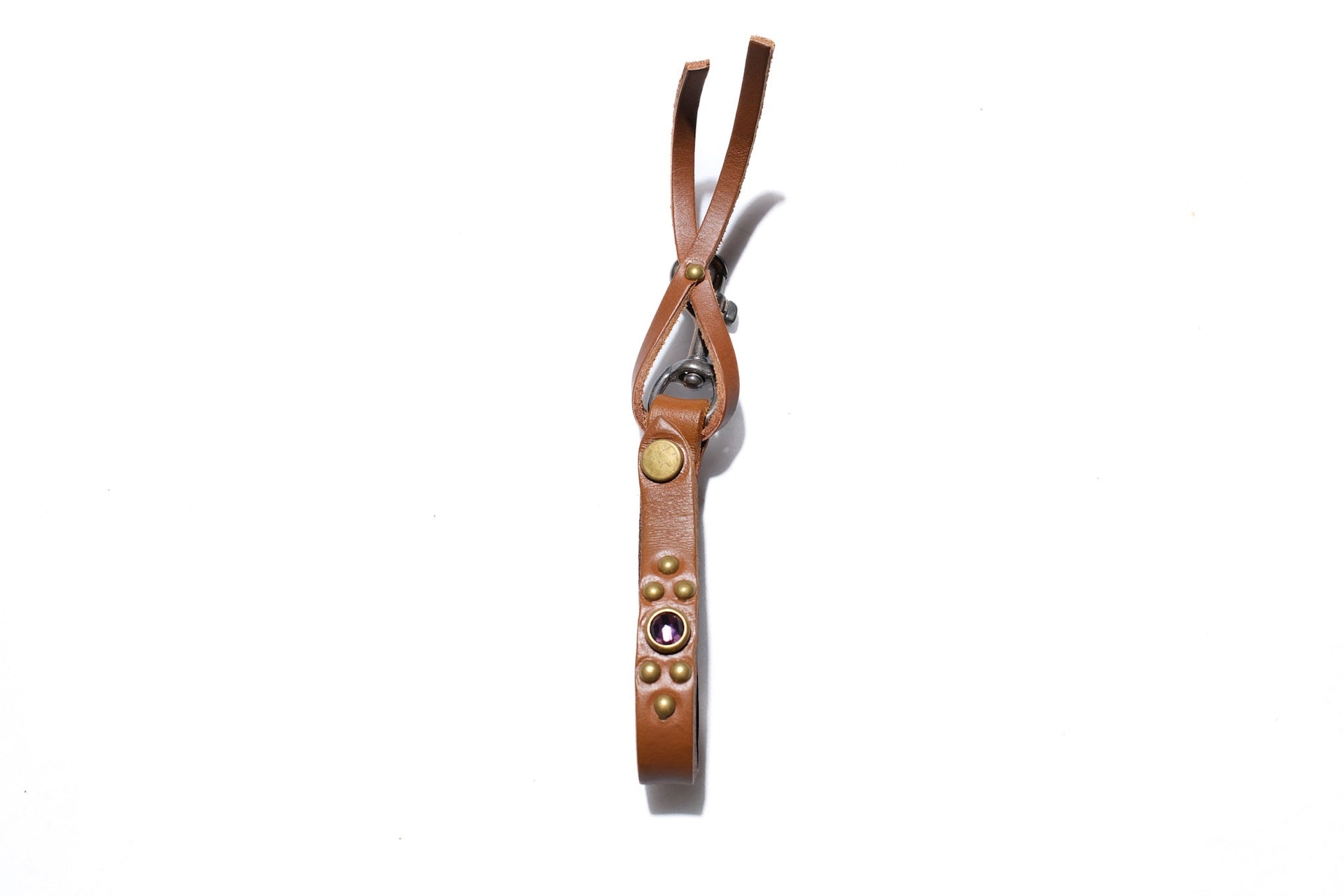 Hollywood Trading Company Snap Key Holder with Purple Crystal (Light Brown Tea-core)