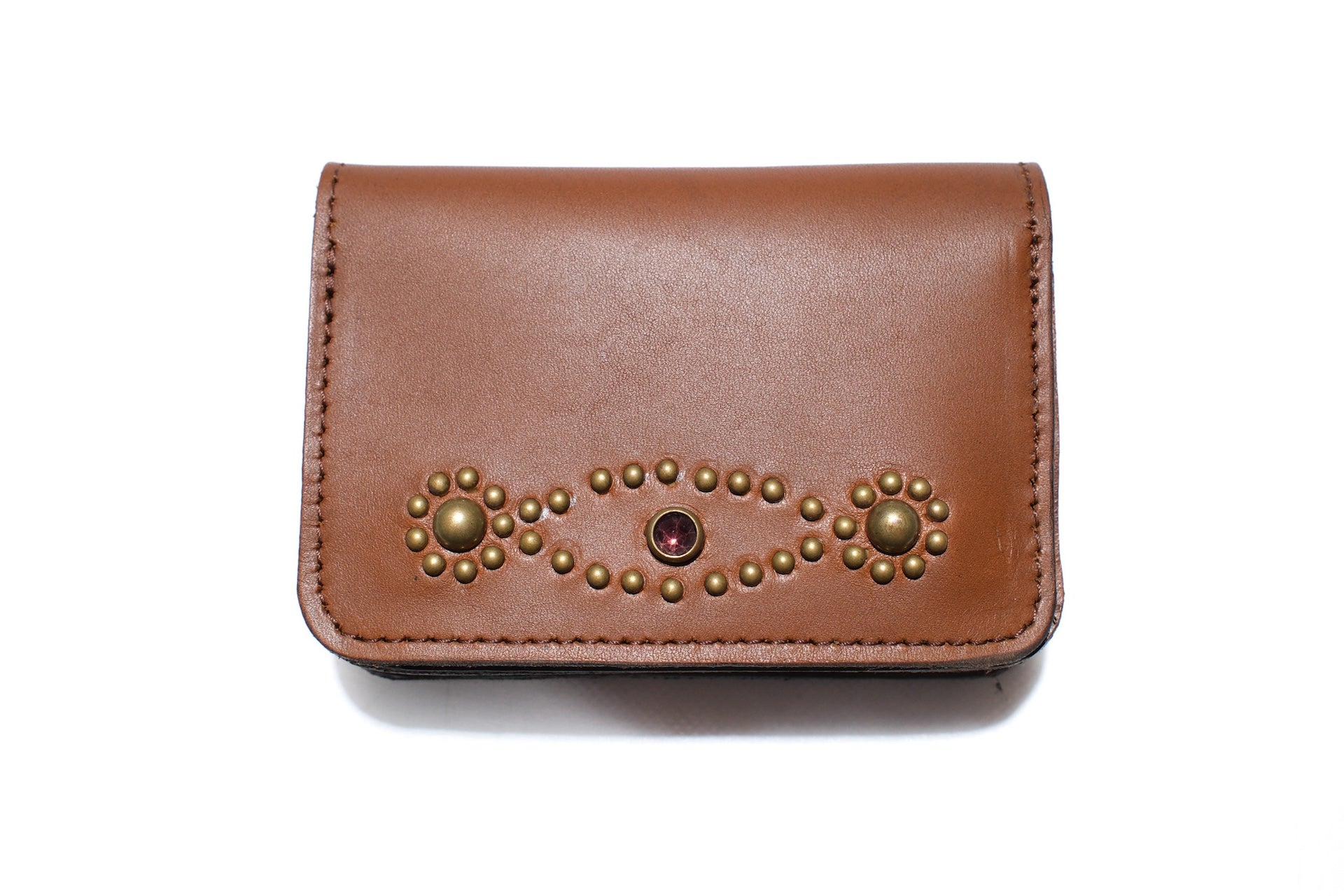 Hollywood Trading Company "Silent Watcher" Mini Wallet with Purple Crystal (Light Brown Tea-core)
