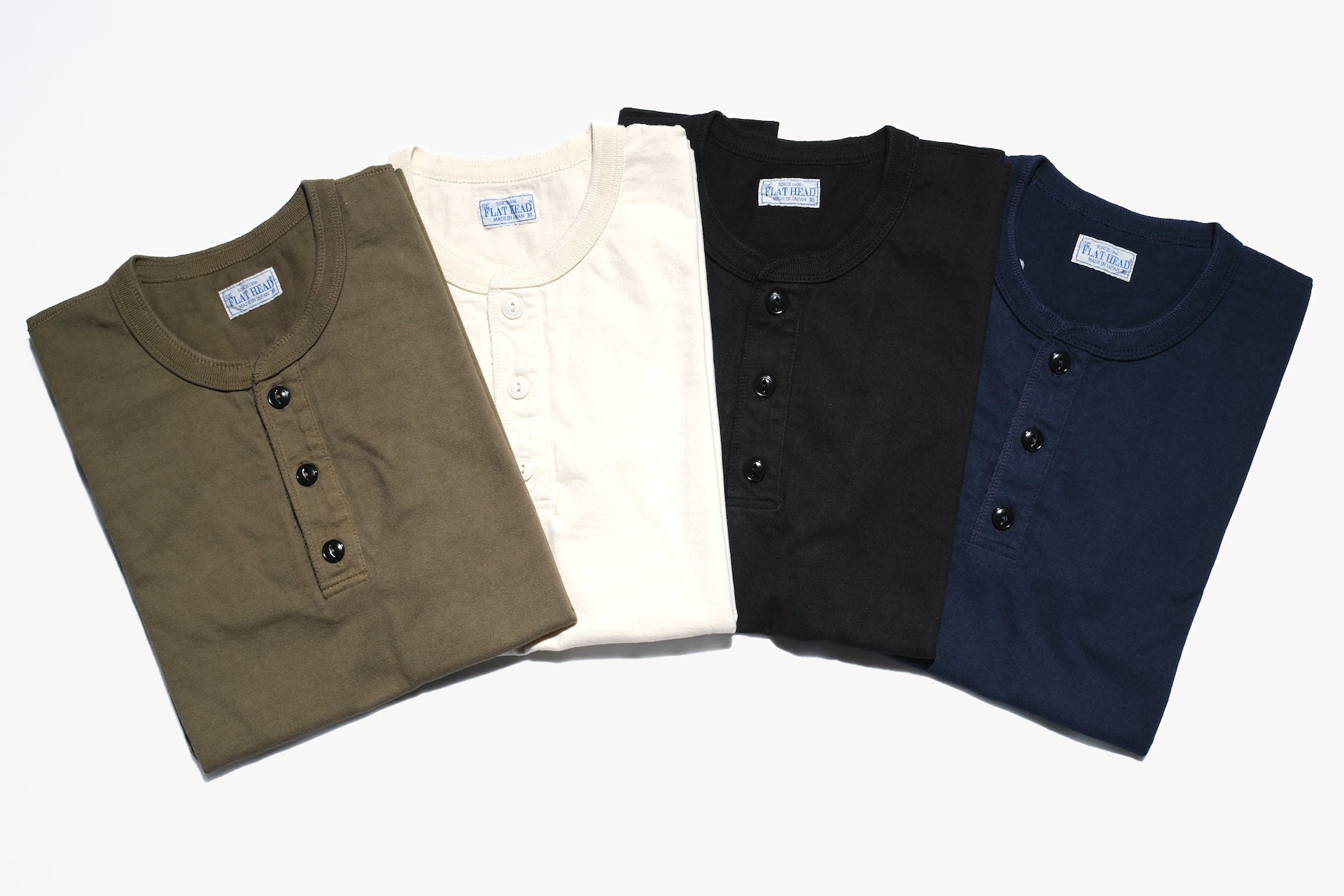 The Flat Head 24 Version 9oz Loopwheeled Henley Tee (Olive)