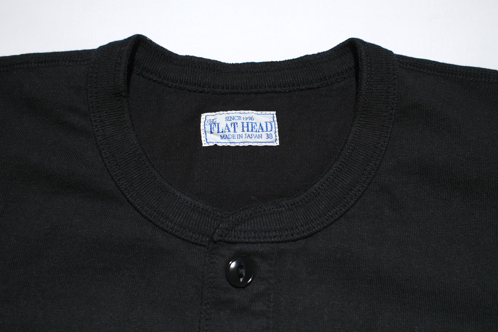 The Flat Head 24 Version 9oz Loopwheeled Henley Tee (Black)