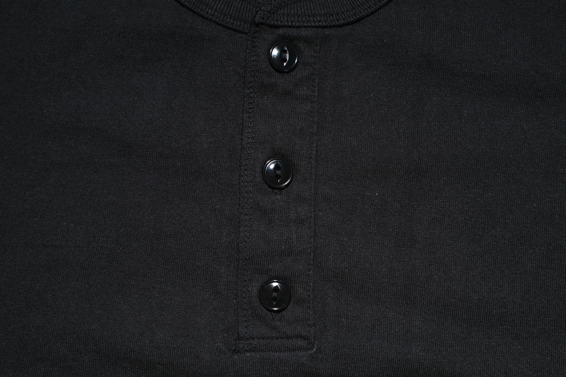 The Flat Head 24 Version 9oz Loopwheeled Henley Tee (Black)