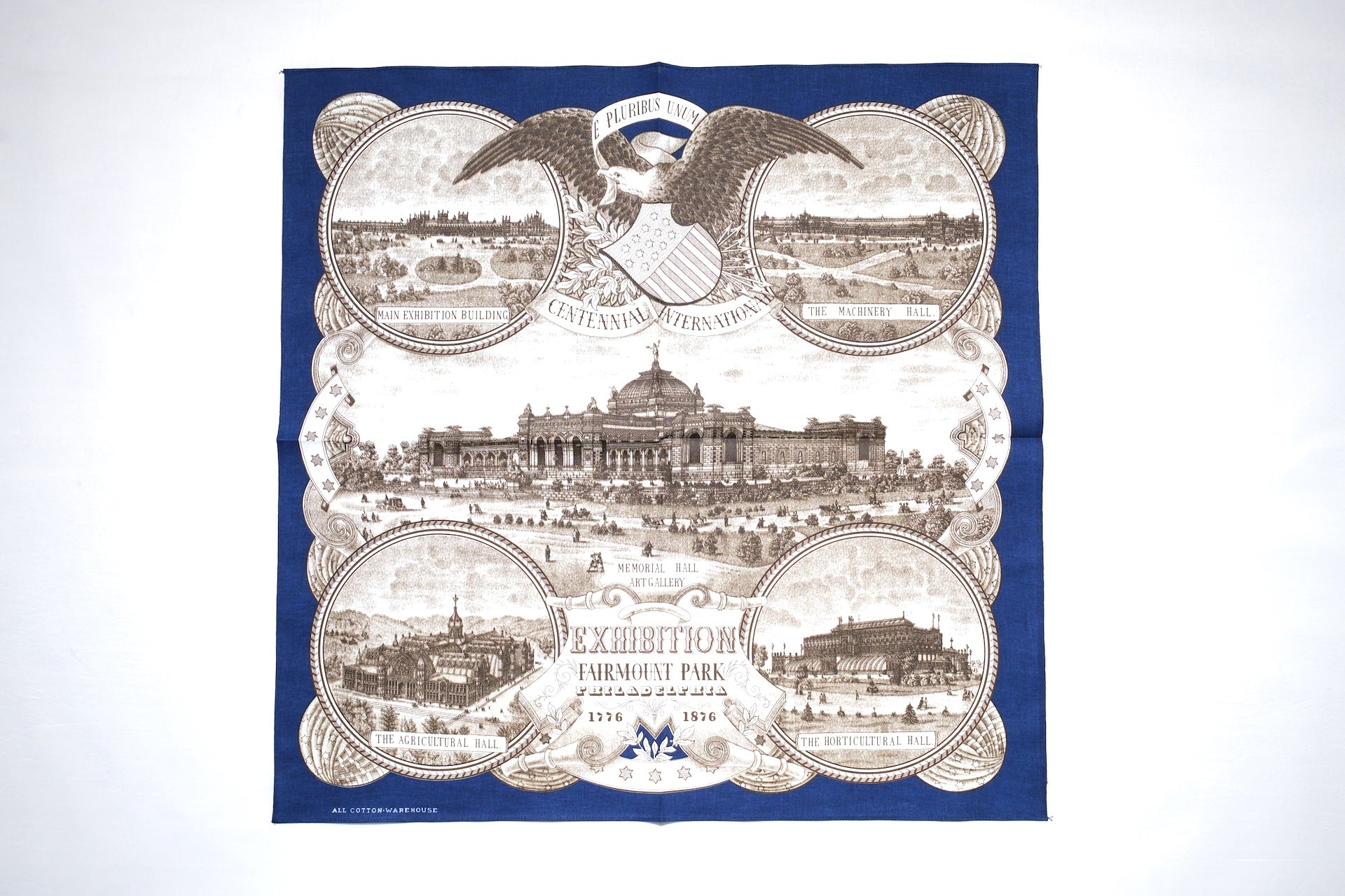 Warehouse Indigo Dyed "MEMORIAL HALL" Selvage Bandana