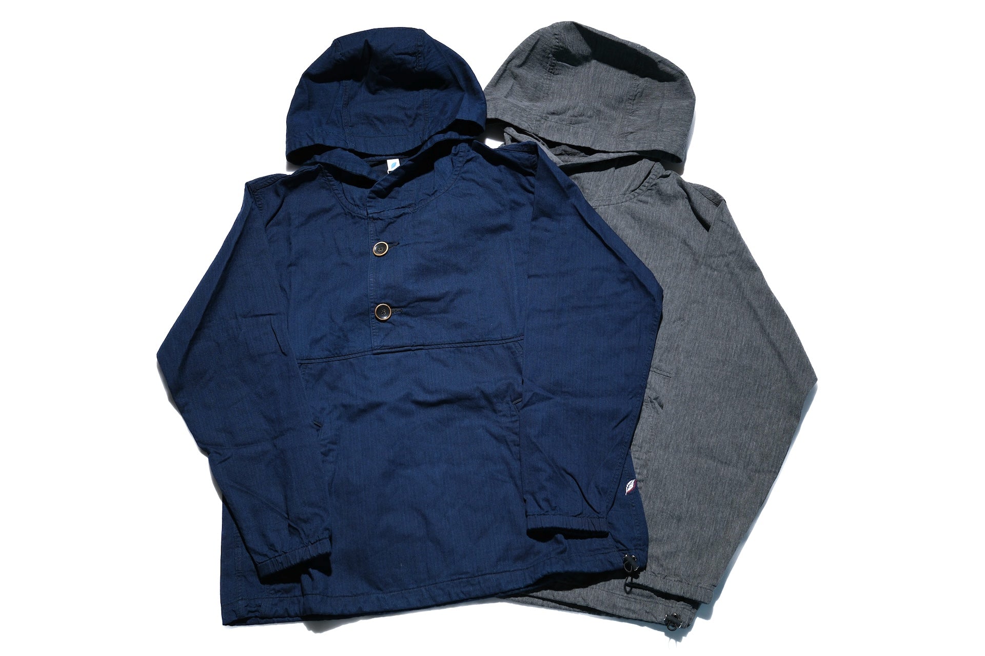 Pure Blue Japan "All-Seasons" HBT Hooded Pullover (Grand Indigo X Black)