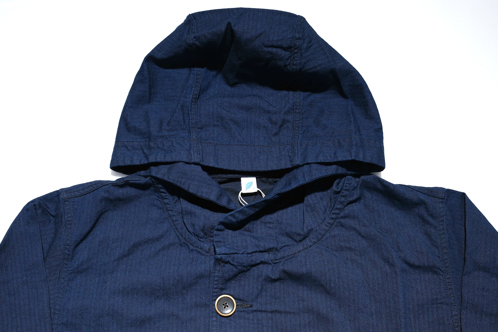 Pure Blue Japan "All-Seasons" HBT Hooded Pullover (Grand Indigo X Black)