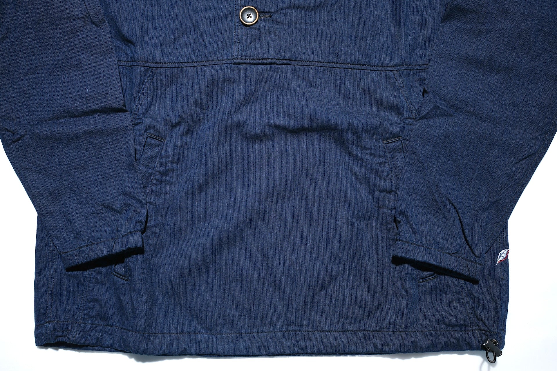 Pure Blue Japan "All-Seasons" HBT Hooded Pullover (Grand Indigo X Black)