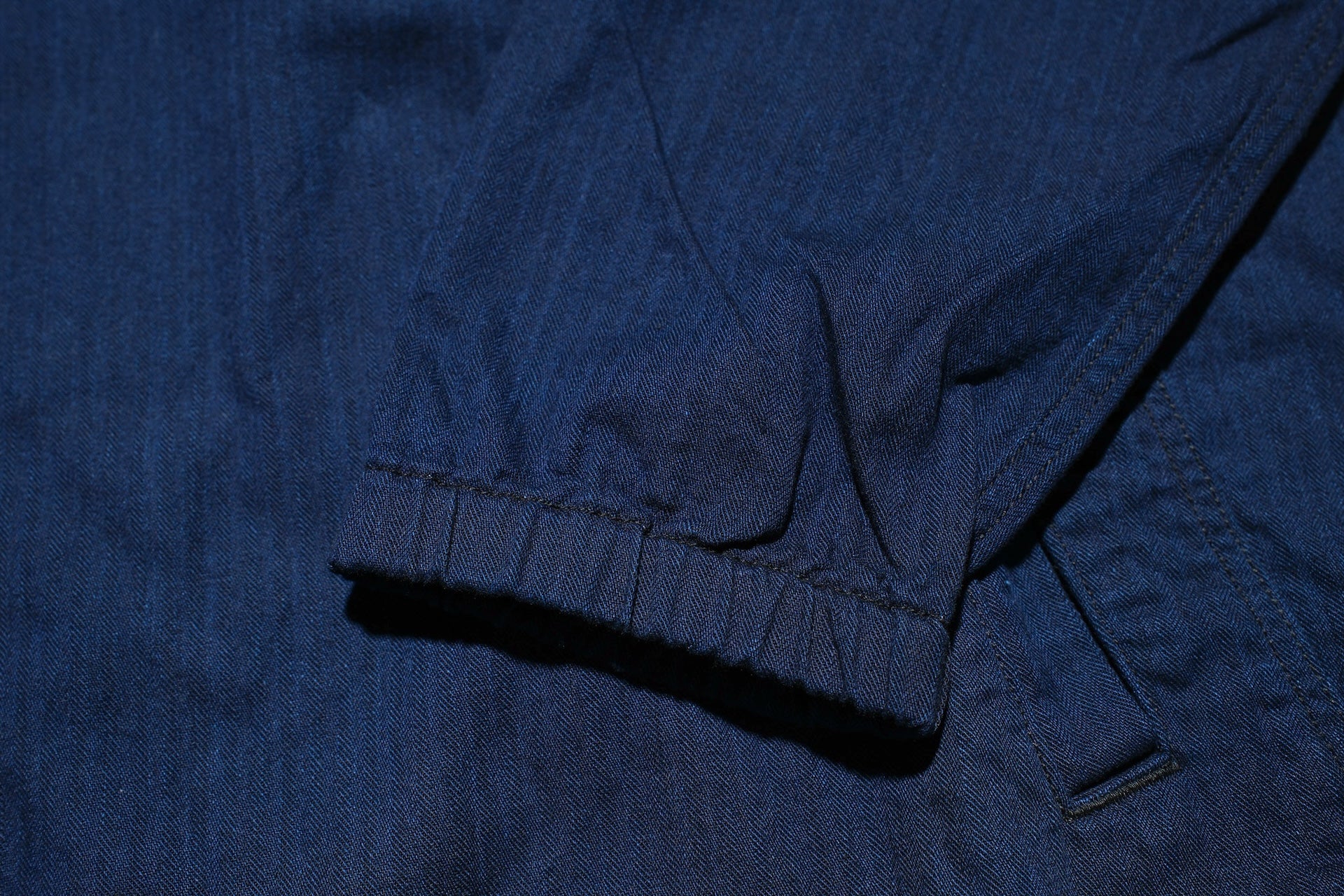 Pure Blue Japan "All-Seasons" HBT Hooded Pullover (Grand Indigo X Black)