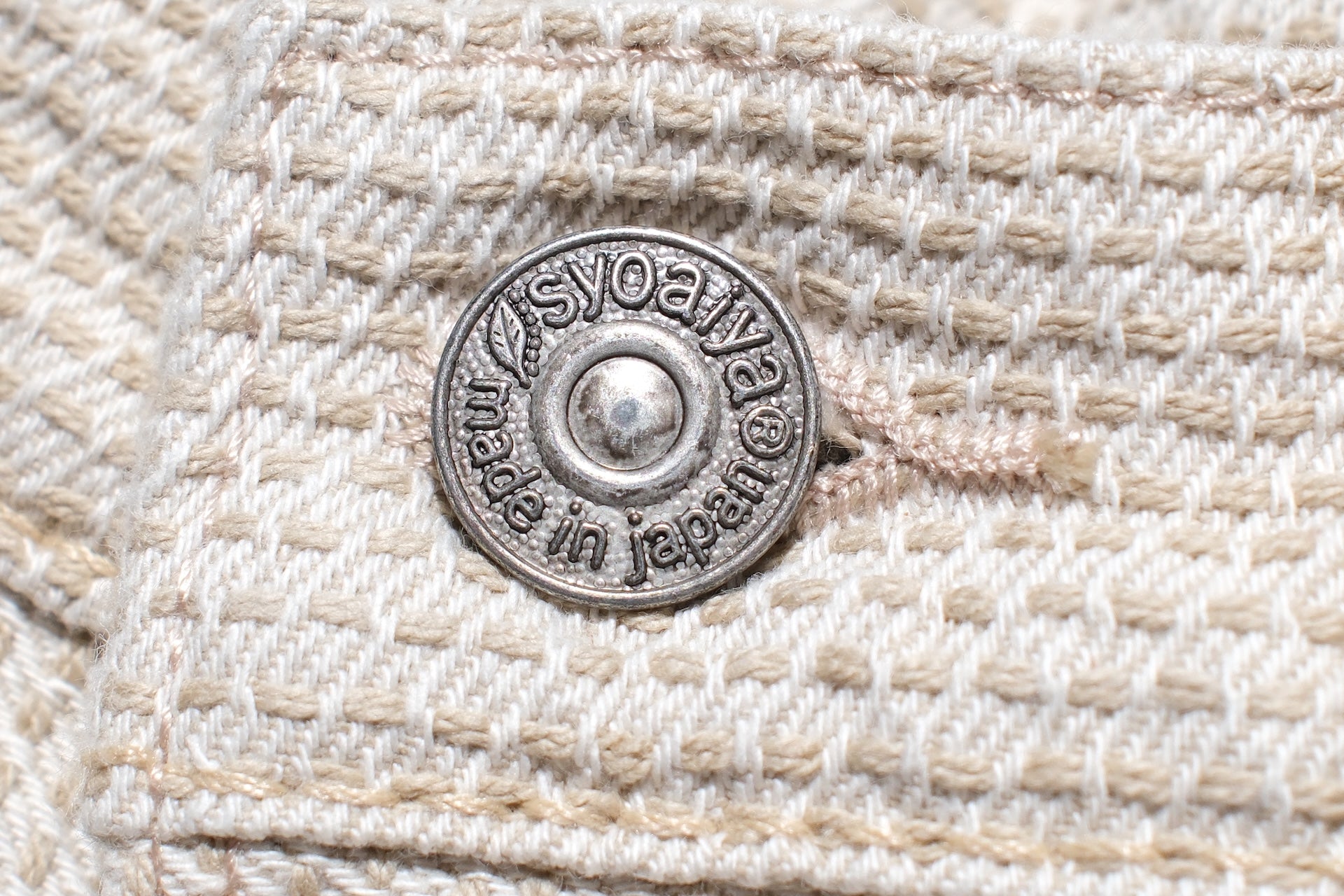 Pure Blue Japan 12.5oz "Double-Warps" Sashiko Trousers (Ivory X Beige)