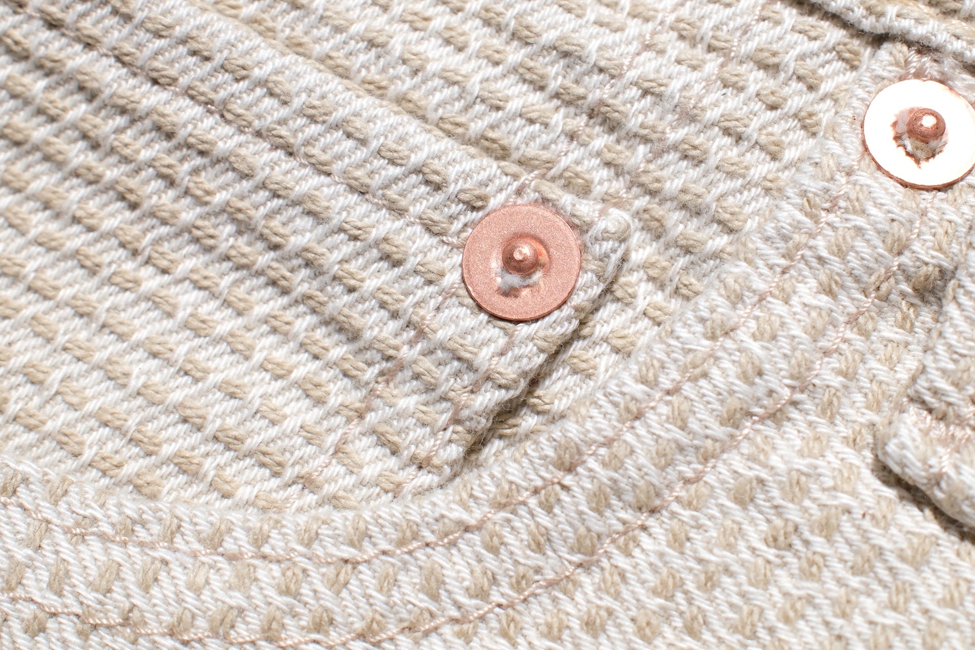 Pure Blue Japan 12.5oz "Double-Warps" Sashiko Trousers (Ivory X Beige)