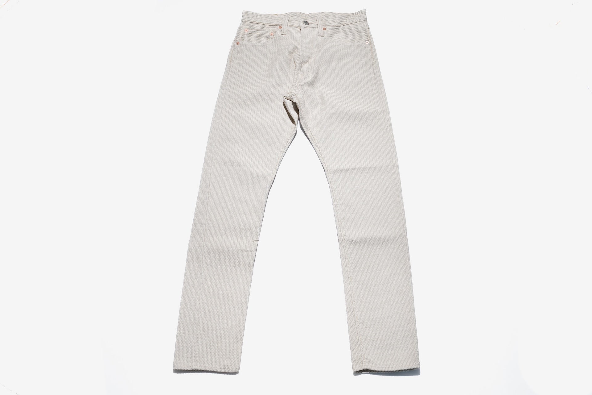 Pure Blue Japan 12.5oz "Double-Warps" Sashiko Trousers (Ivory X Beige)