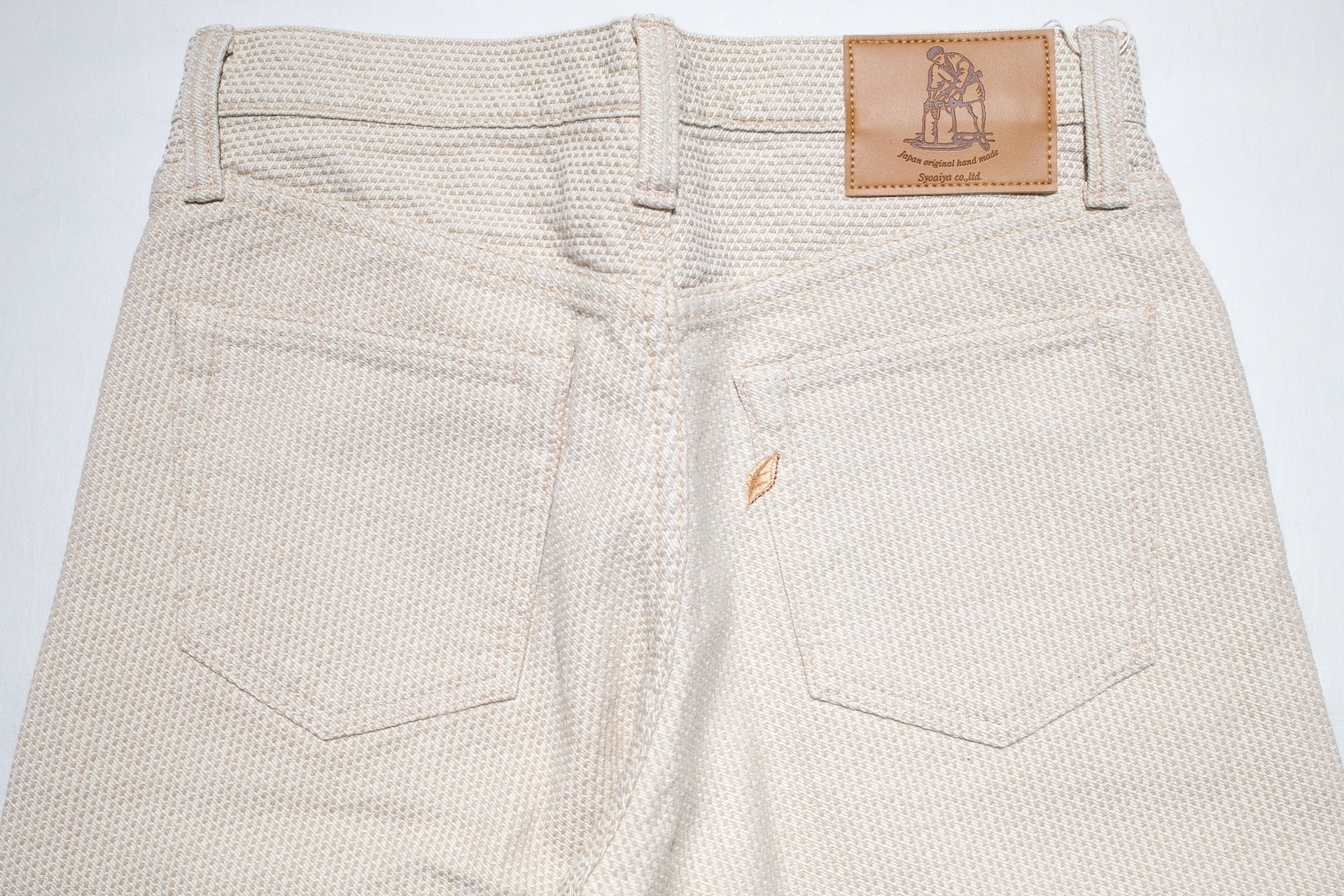 Pure Blue Japan 12.5oz "Double-Warps" Sashiko Trousers (Ivory X Beige)