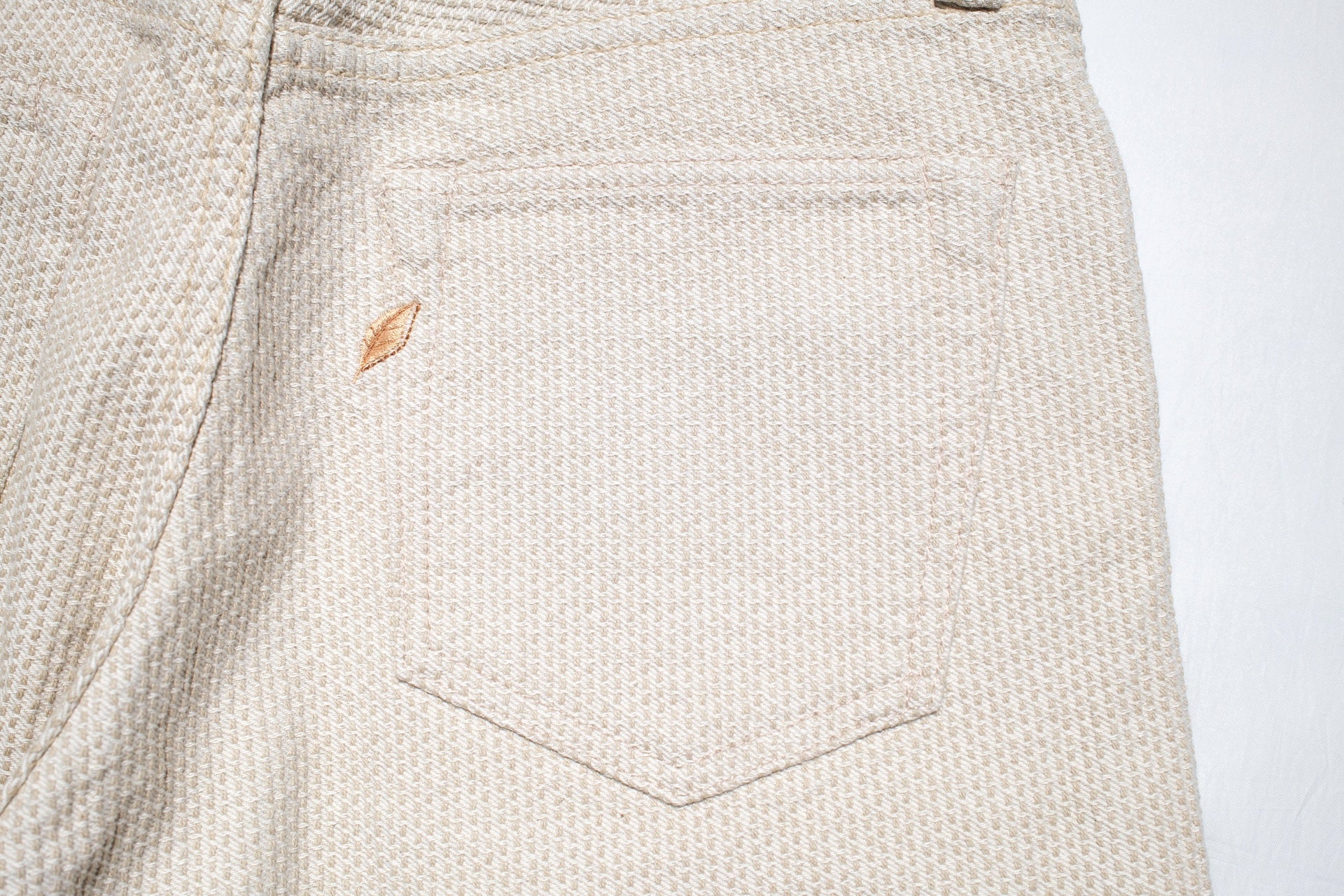 Pure Blue Japan 12.5oz "Double-Warps" Sashiko Trousers (Ivory X Beige)