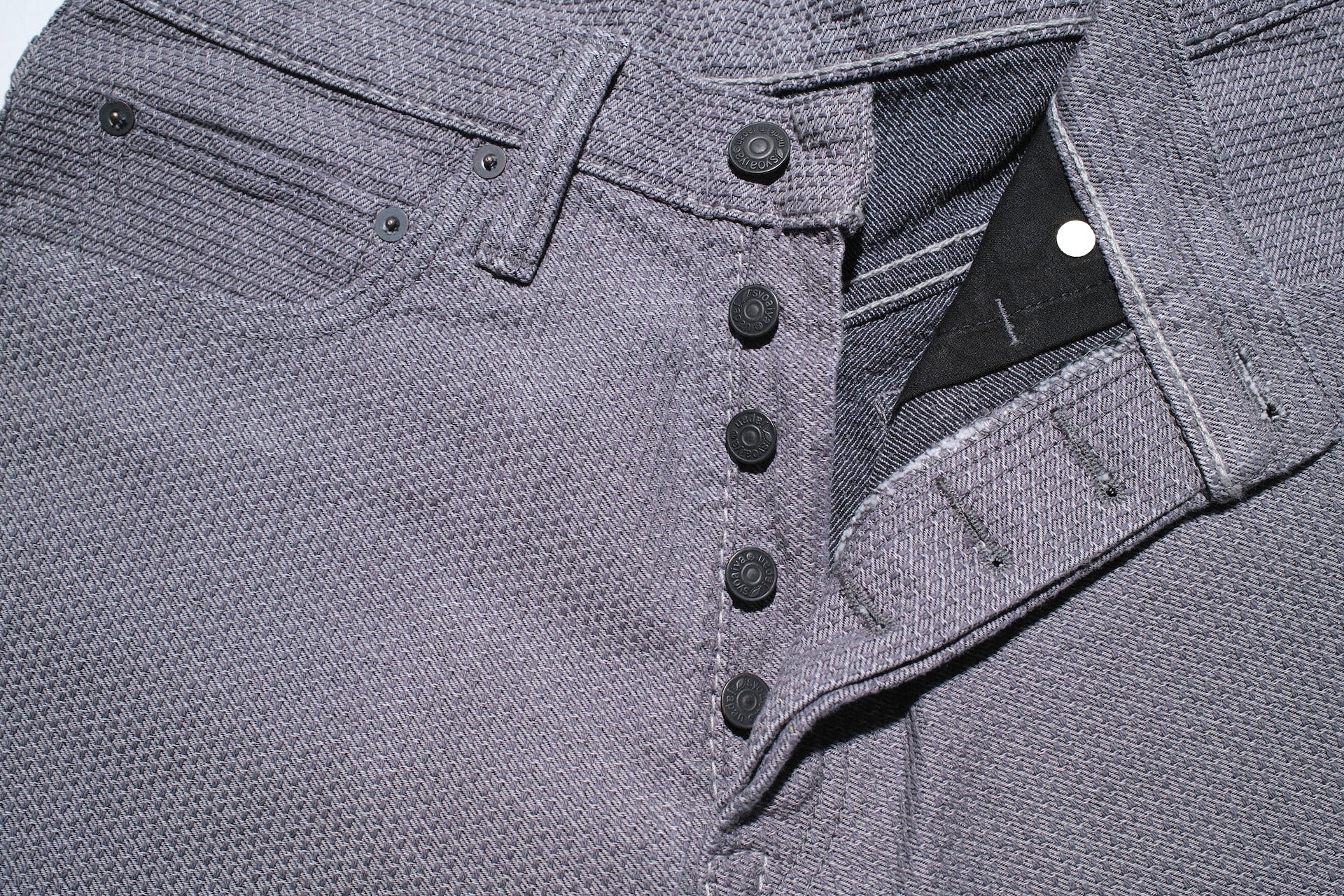 Pure Blue Japan 12.5oz "Double-Warps" Sashiko Trousers (Heather Grey X Black)