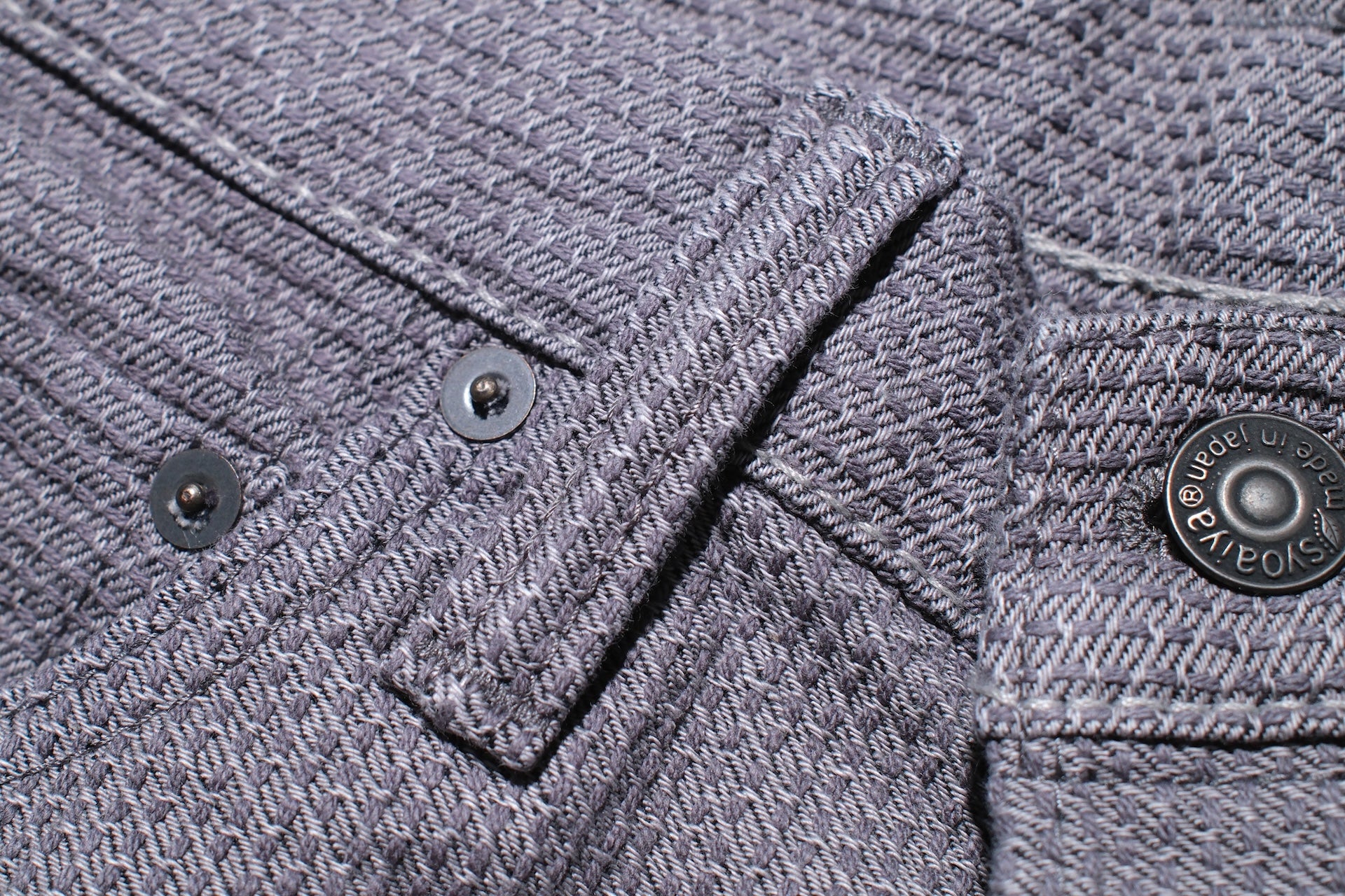 Pure Blue Japan 12.5oz "Double-Warps" Sashiko Trousers (Heather Grey X Black)