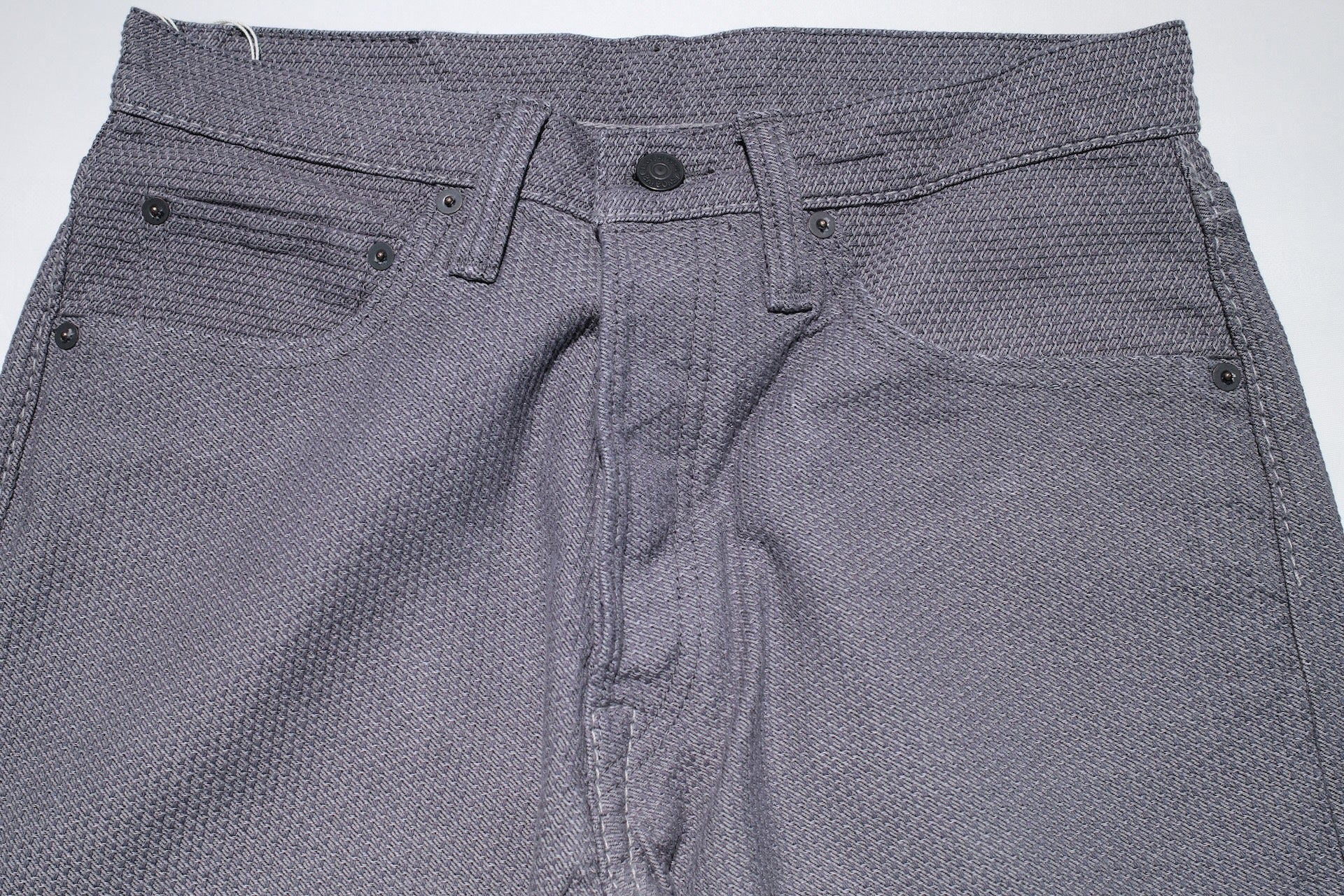 Pure Blue Japan 12.5oz "Double-Warps" Sashiko Trousers (Heather Grey X Black)