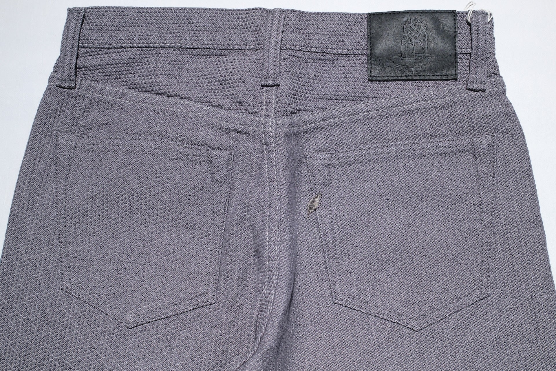 Pure Blue Japan 12.5oz "Double-Warps" Sashiko Trousers (Heather Grey X Black)