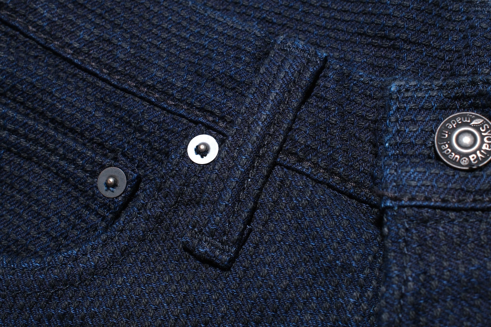 Pure Blue Japan 12.5oz "Double-Warps" Sashiko Trousers (Indigo X Black)
