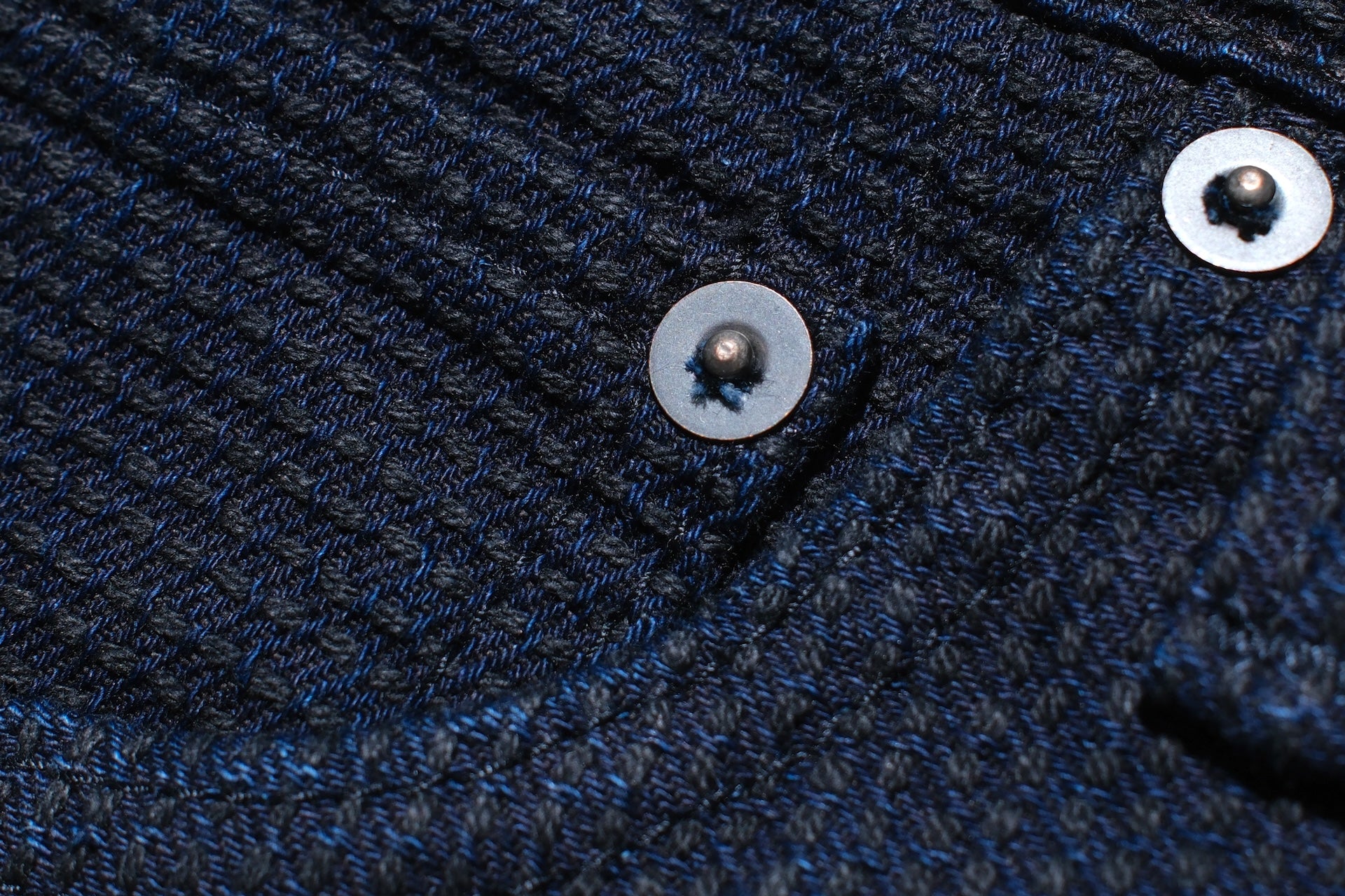 Pure Blue Japan 12.5oz "Double-Warps" Sashiko Trousers (Indigo X Black)
