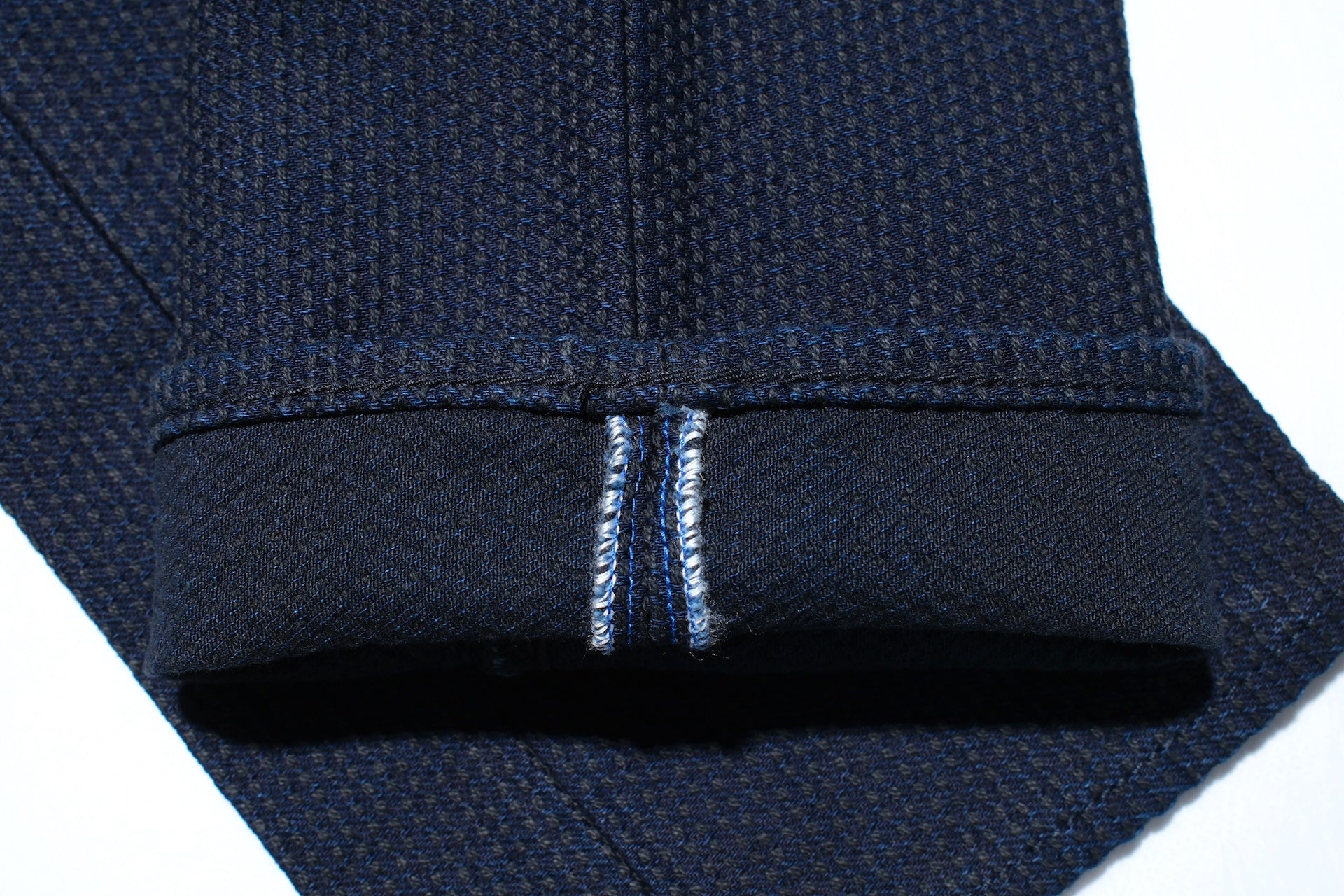 Pure Blue Japan 12.5oz "Double-Warps" Sashiko Trousers (Indigo X Black)