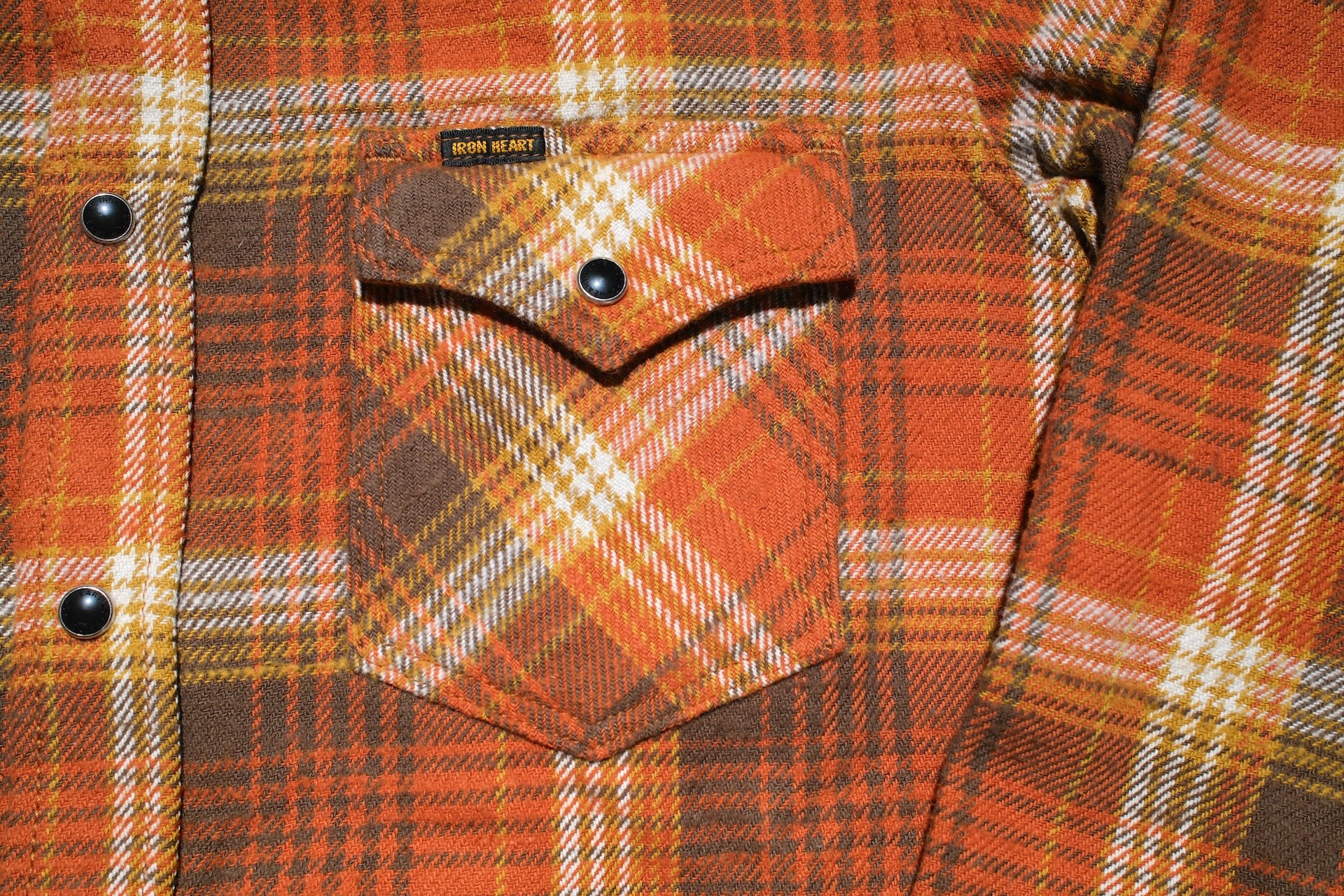 Iron Heart 12oz Ultra-Heavy "Slubby" Flannel Western Shirt (Autumn Orange)