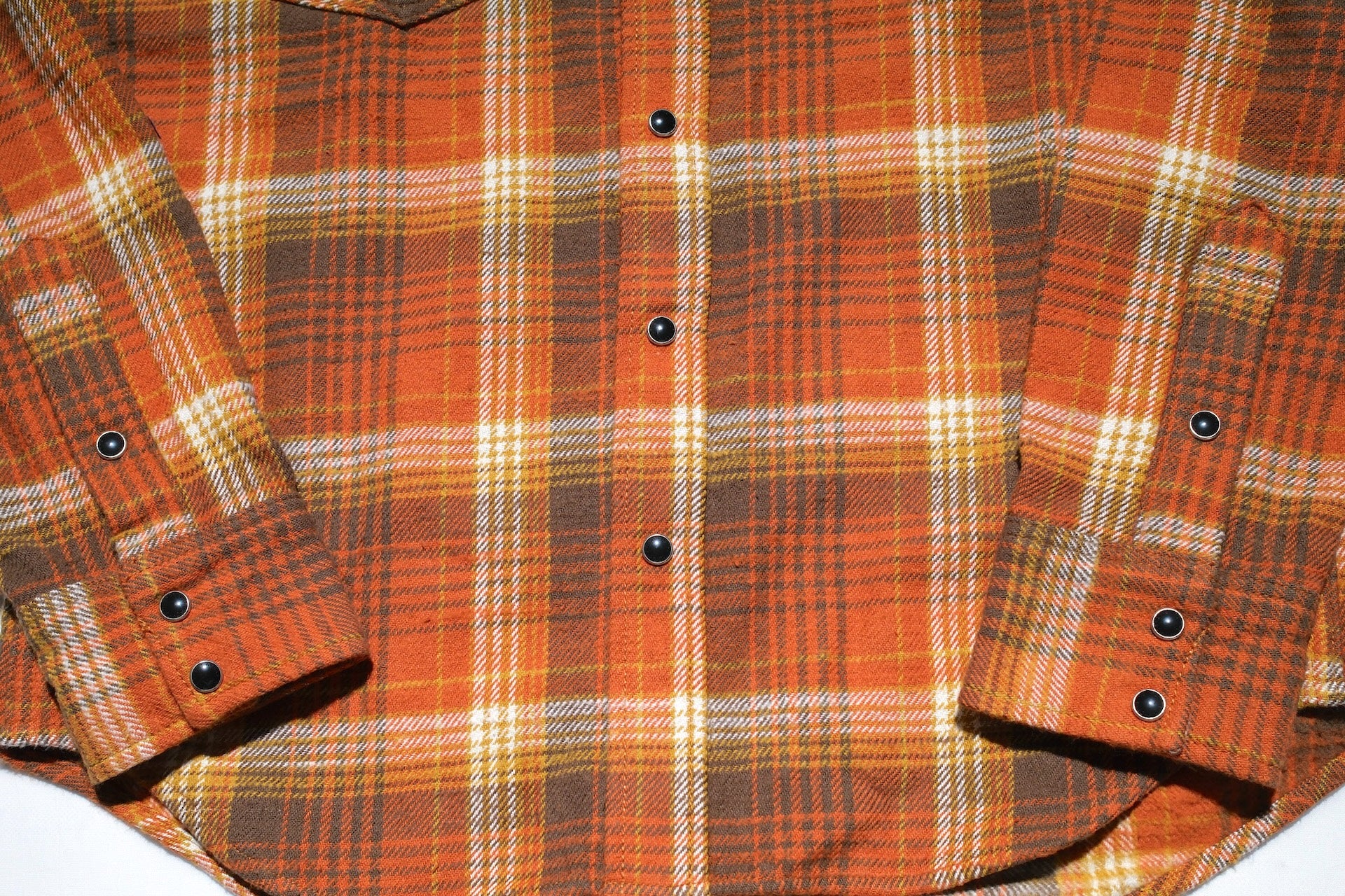 Iron Heart 12oz Ultra-Heavy "Slubby" Flannel Western Shirt (Autumn Orange)