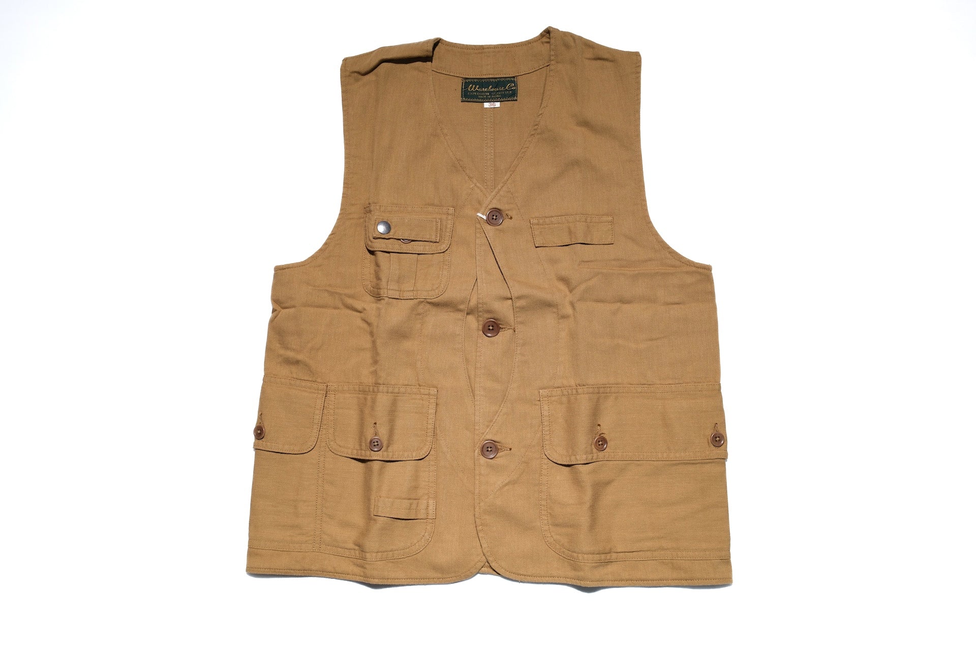 Warehouse Co Lightweight Selvage Dobby Fishing Vest (Brown)