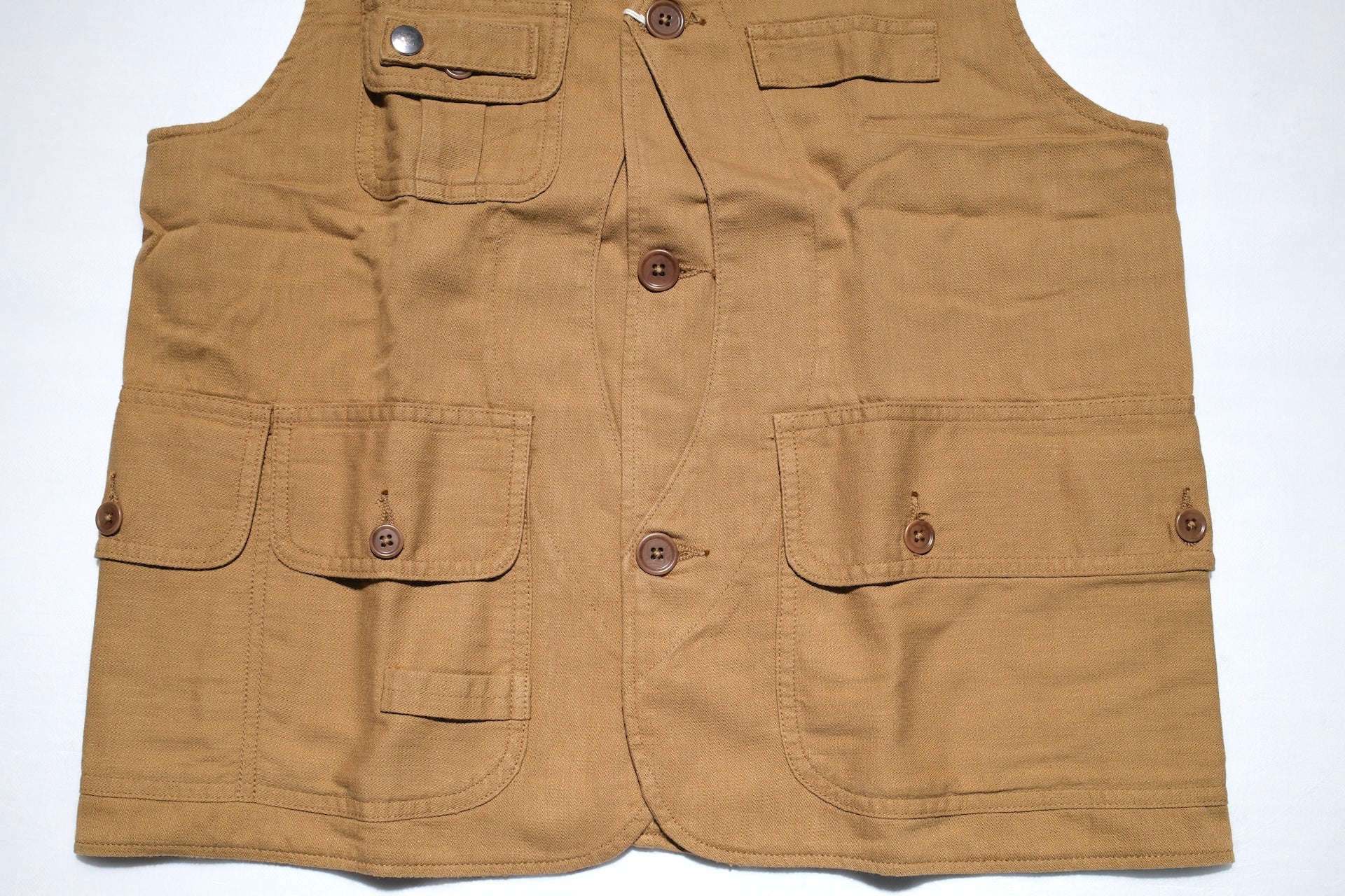 Warehouse Co Lightweight Selvage Dobby Fishing Vest (Brown)