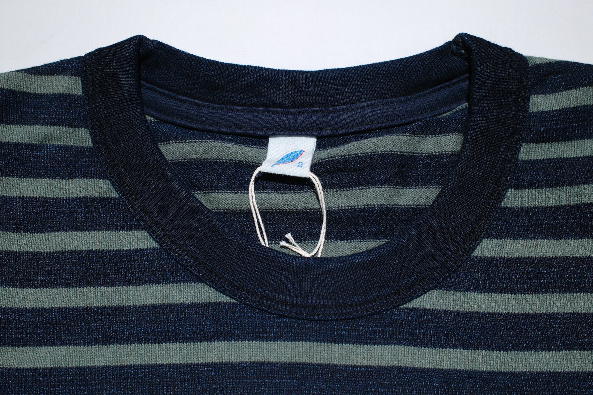 Pure Blue Japan Heavyweight "Indigo Stripes" S/S Tee (Olive)