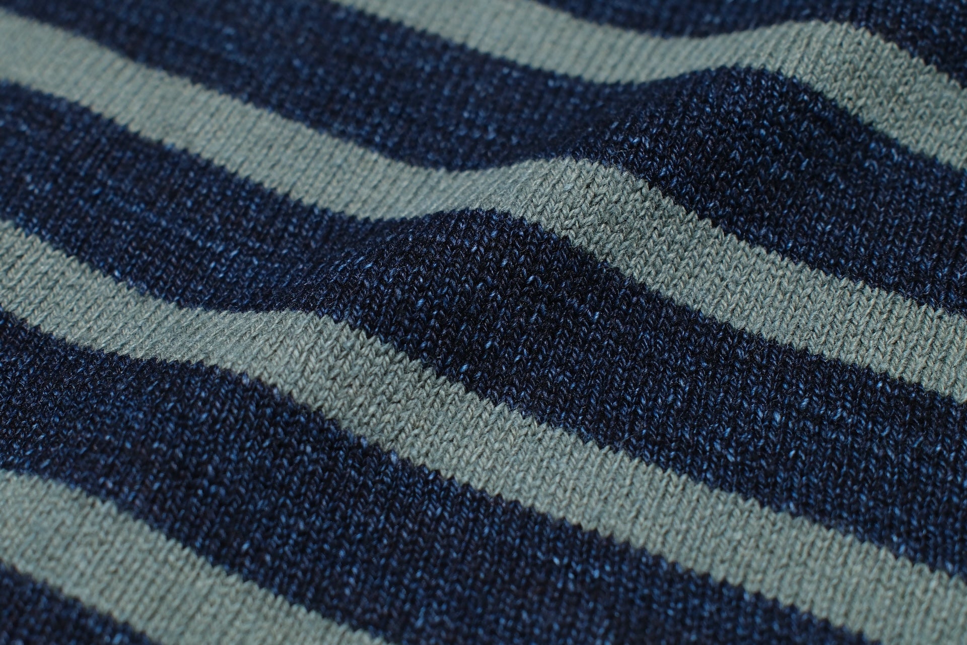 Pure Blue Japan Heavyweight "Indigo Stripes" S/S Tee (Olive)