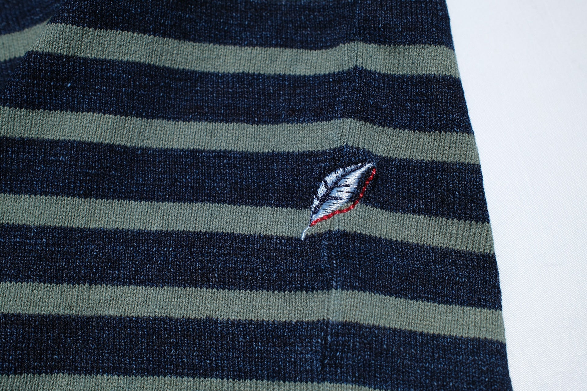 Pure Blue Japan Heavyweight "Indigo Stripes" S/S Tee (Olive)