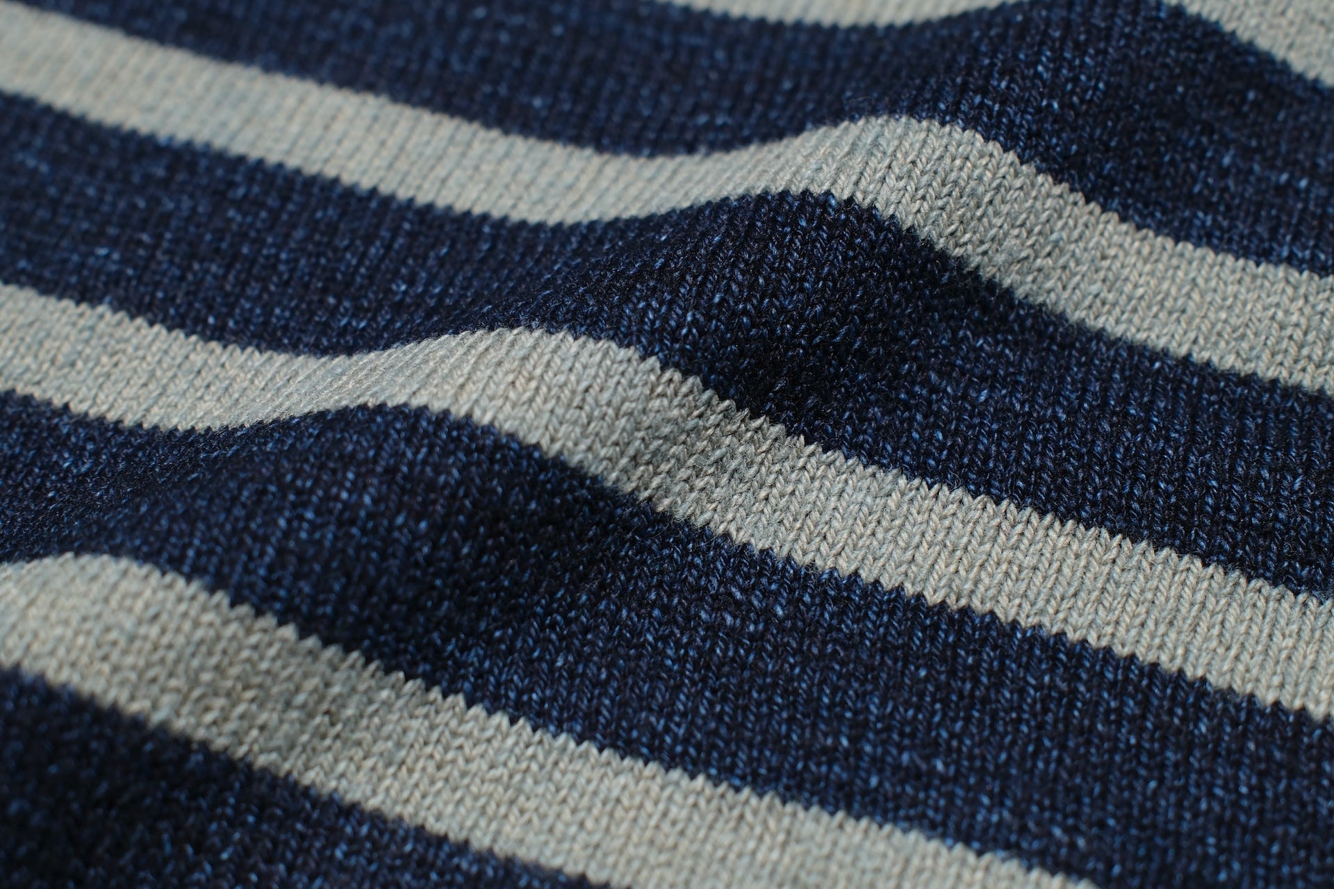 Pure Blue Japan Heavyweight "Indigo Stripes" S/S Tee (Beige)