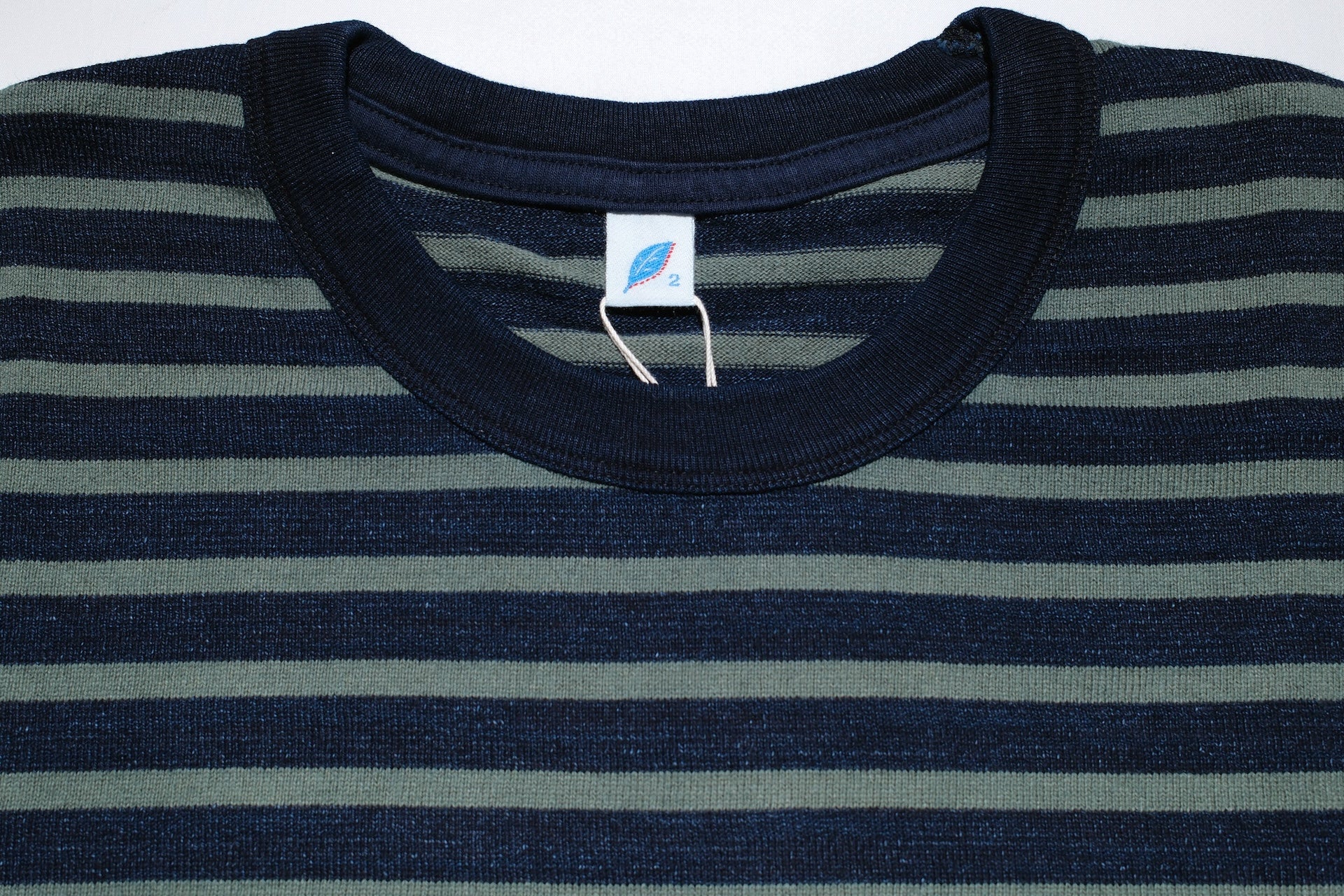 Pure Blue Japan Heavyweight "Indigo Stripes" L/S Tee (Olive)