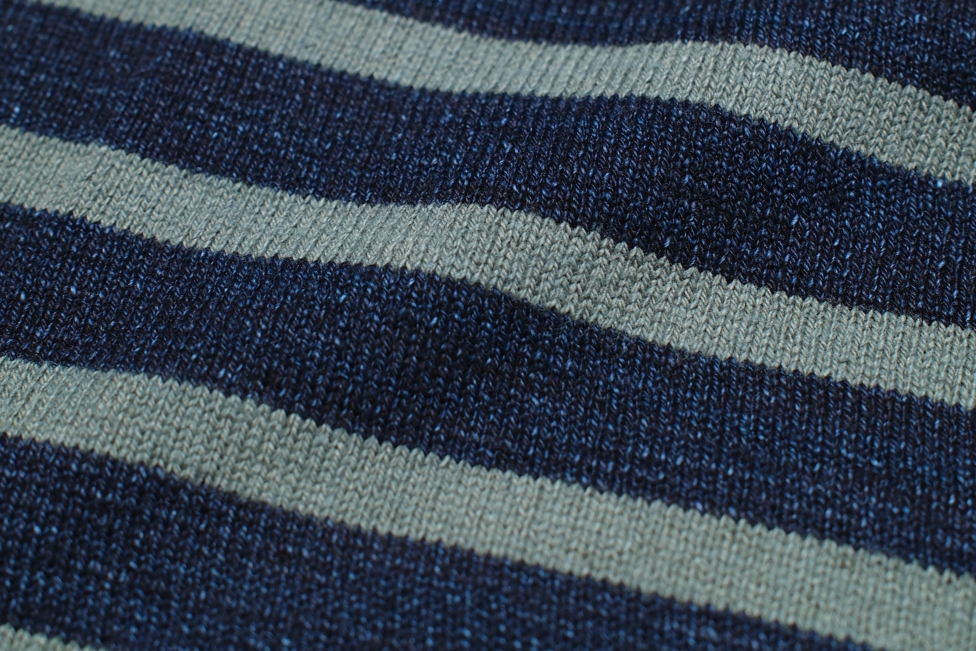 Pure Blue Japan Heavyweight "Indigo Stripes" L/S Tee (Olive)