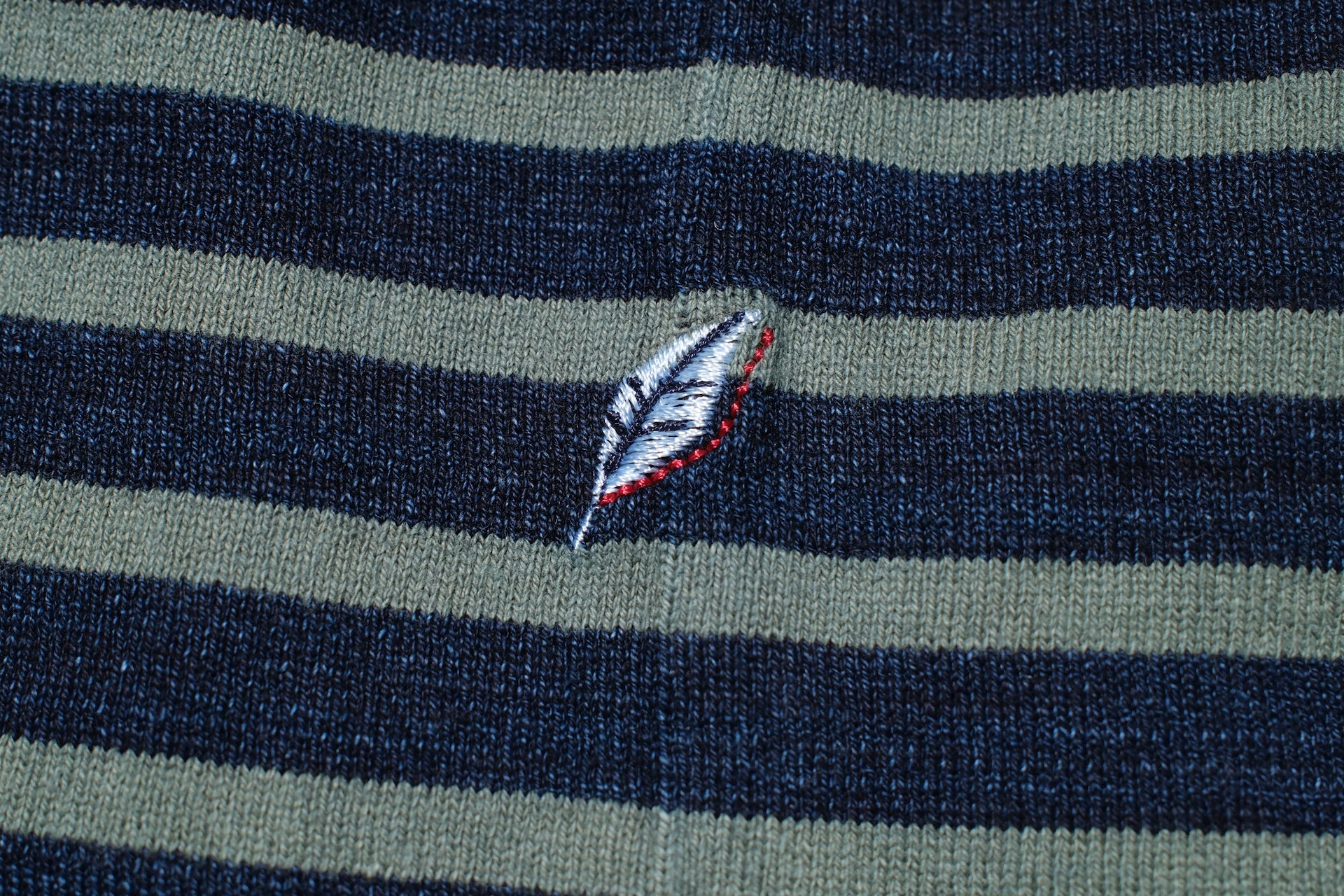 Pure Blue Japan Heavyweight "Indigo Stripes" L/S Tee (Olive)