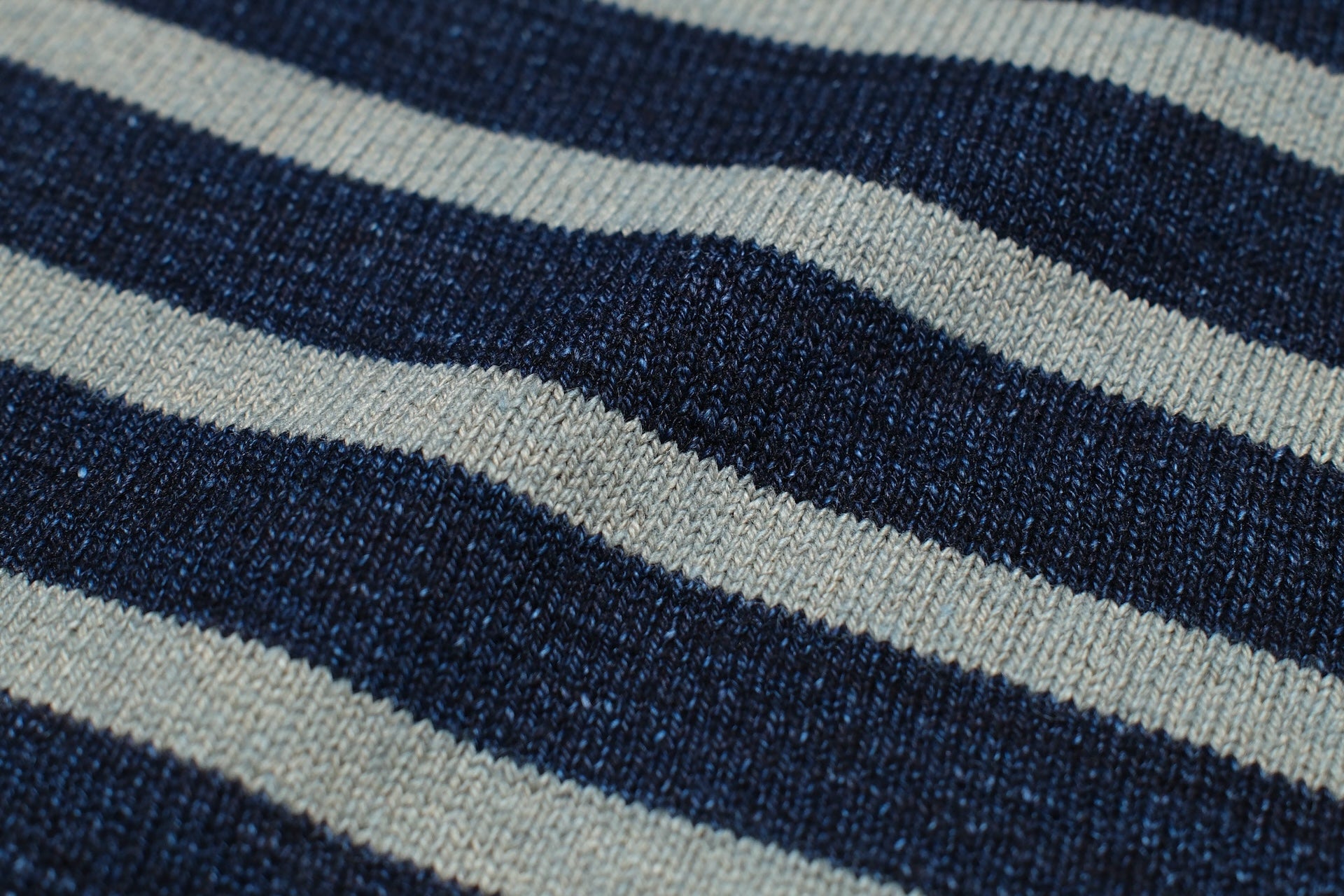 Pure Blue Japan Heavyweight "Indigo Stripes" L/S Tee (Beige)