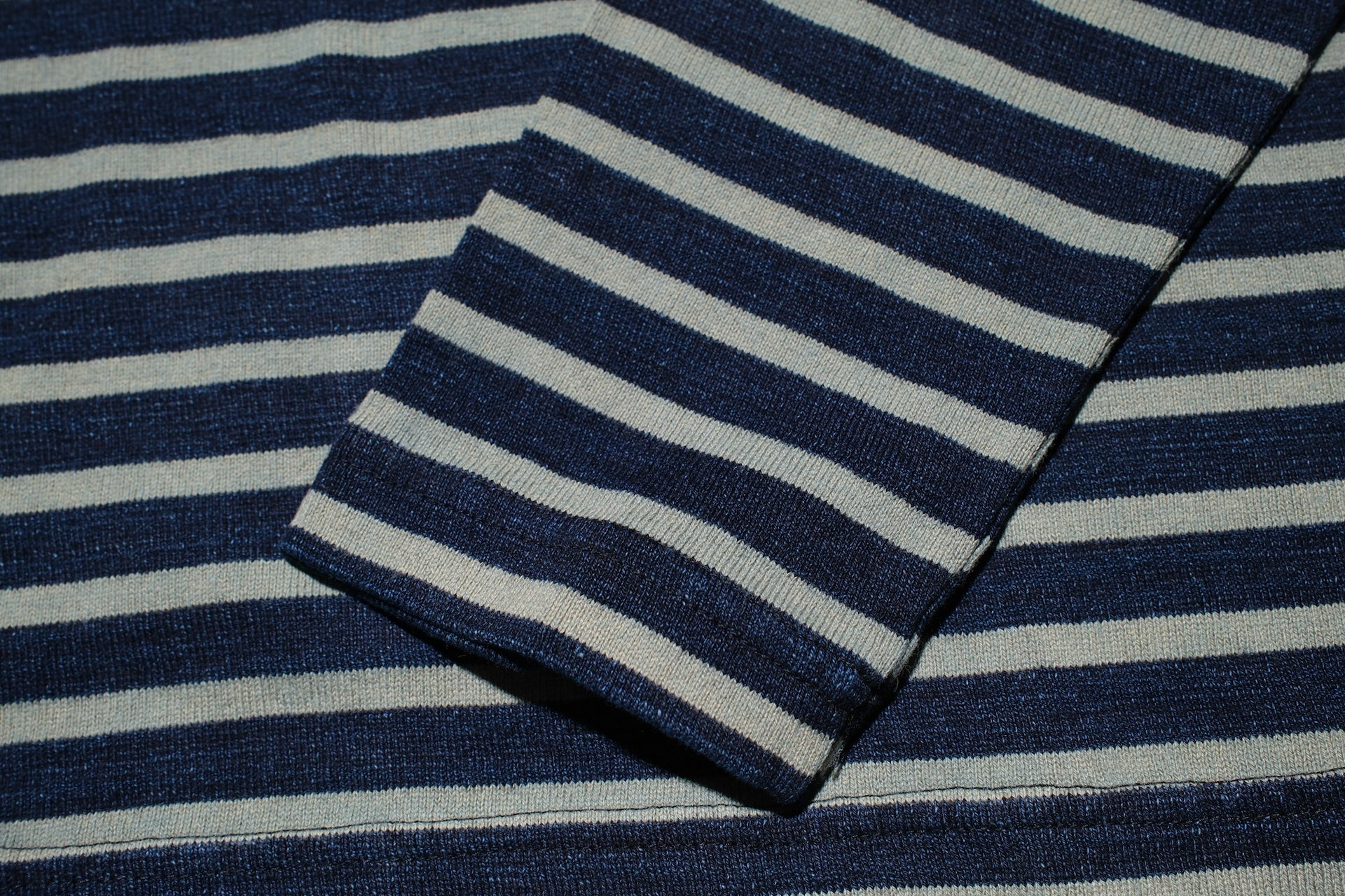 Pure Blue Japan Heavyweight "Indigo Stripes" L/S Tee (Beige)