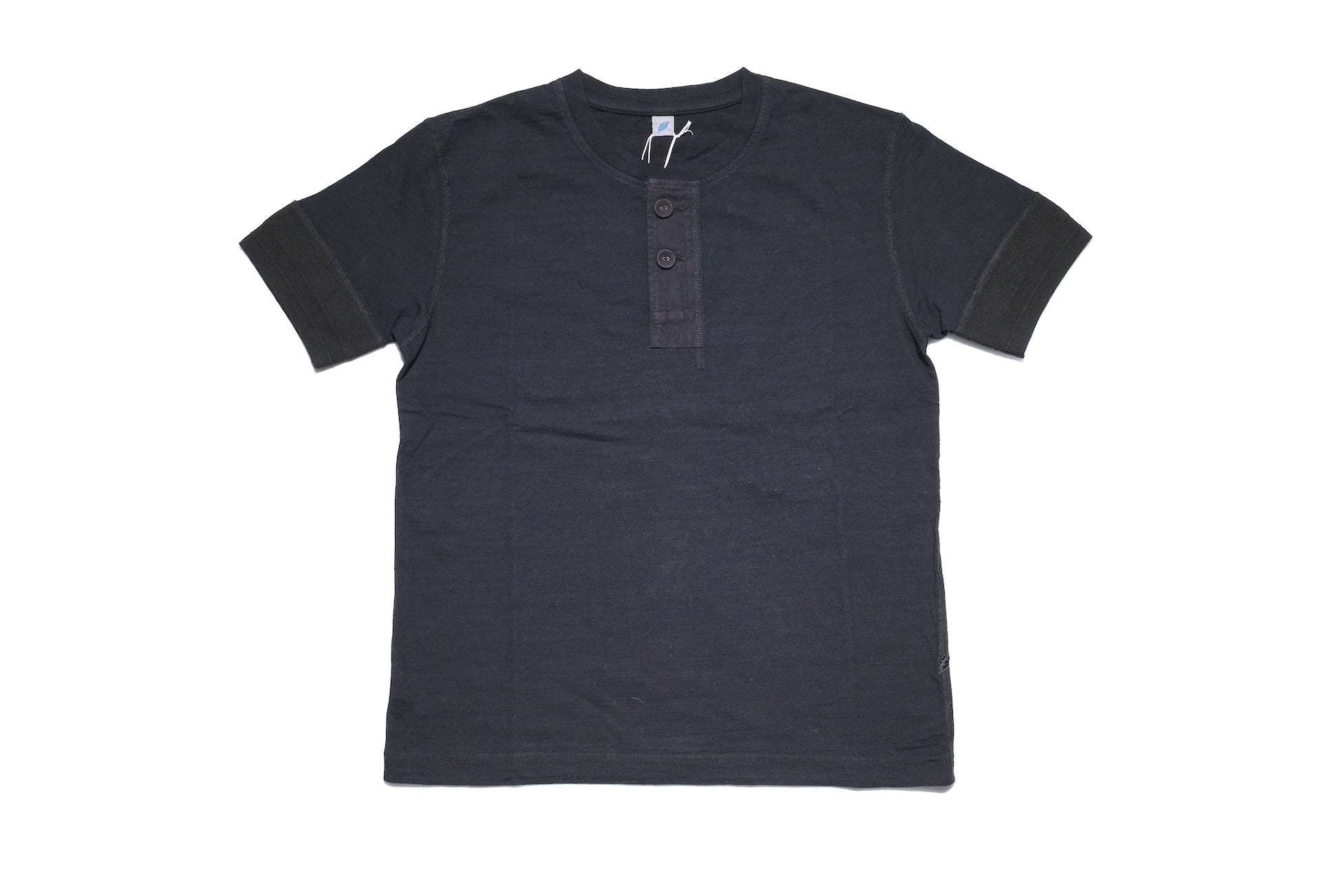 Pure Blue Japan 6.5oz "Signature" Henley Tee (Indigo X Black)