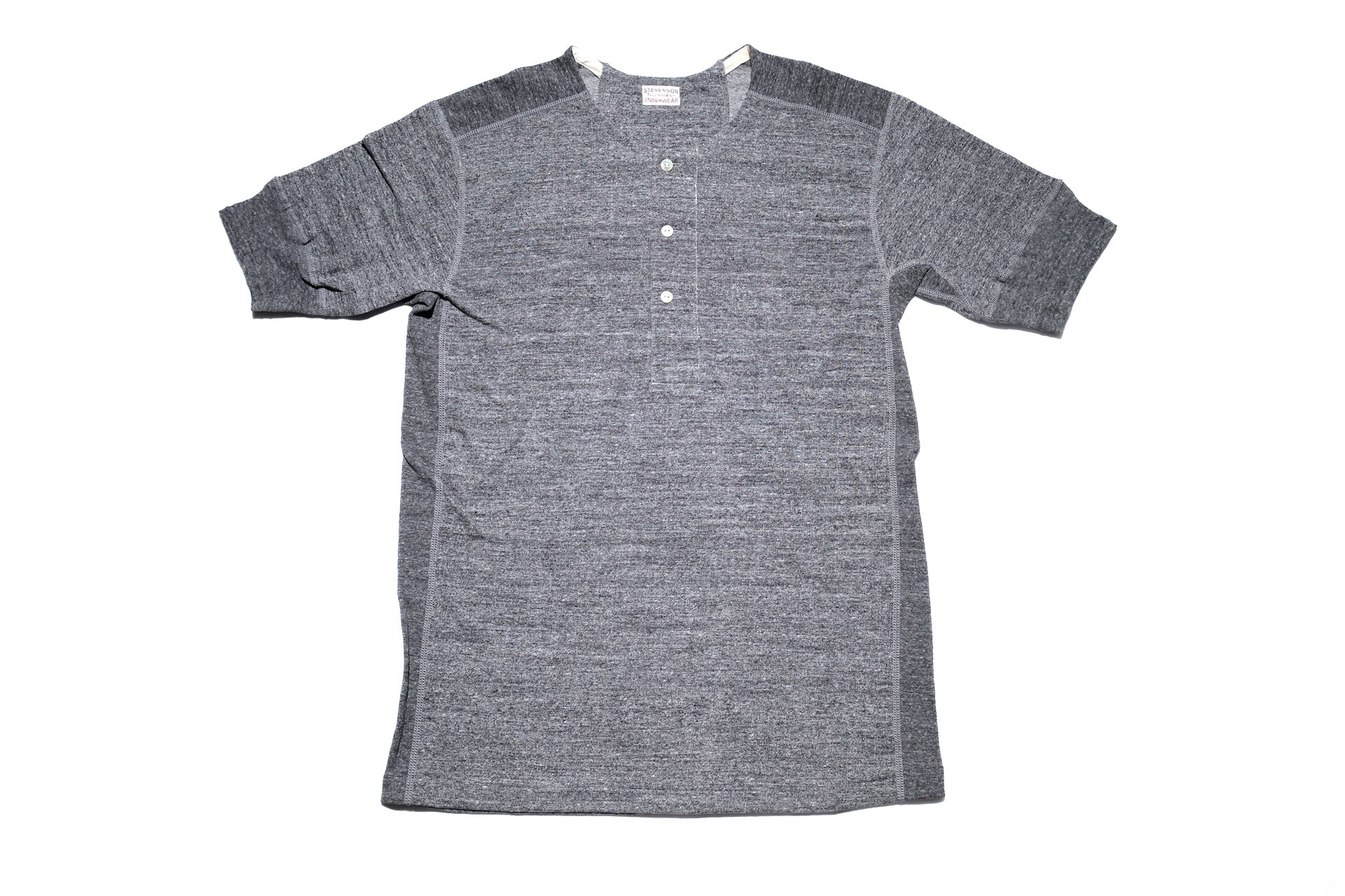 Stevenson Overall Co. 7oz Super Slow Loopwheeled SideFlex Henley Tee (Heather Grey)