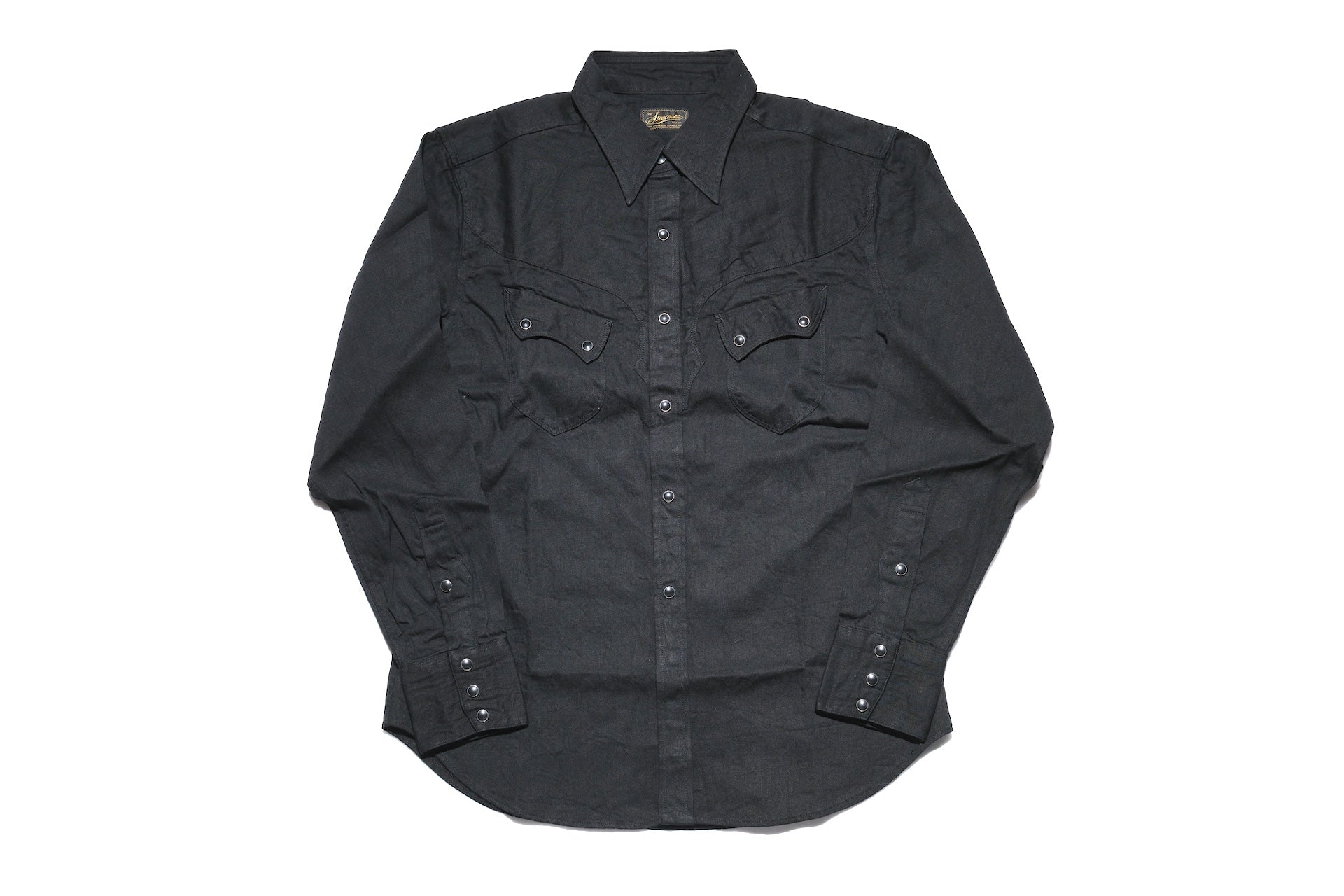 Stevenson Overall Co. 'Cody' 6.5oz Denim Western Shirt (Black)