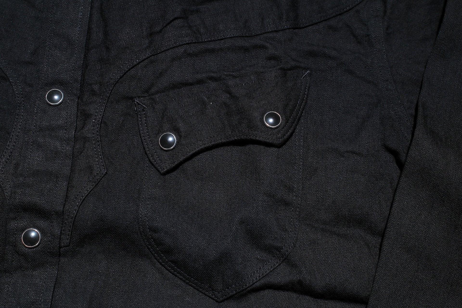 Stevenson Overall Co. 'Cody' 6.5oz Denim Western Shirt (Black)