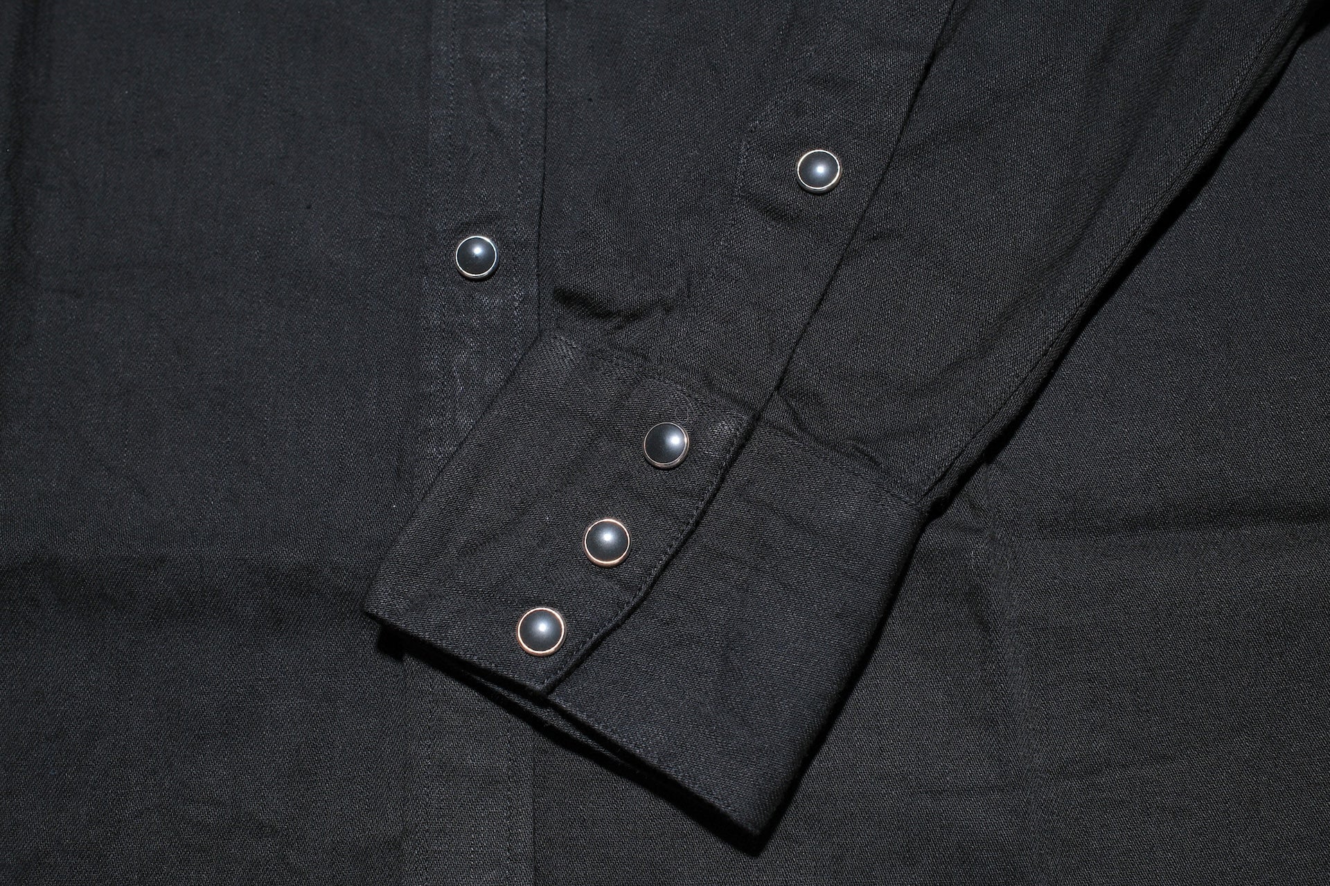 Stevenson Overall Co. 'Cody' 6.5oz Denim Western Shirt (Black)