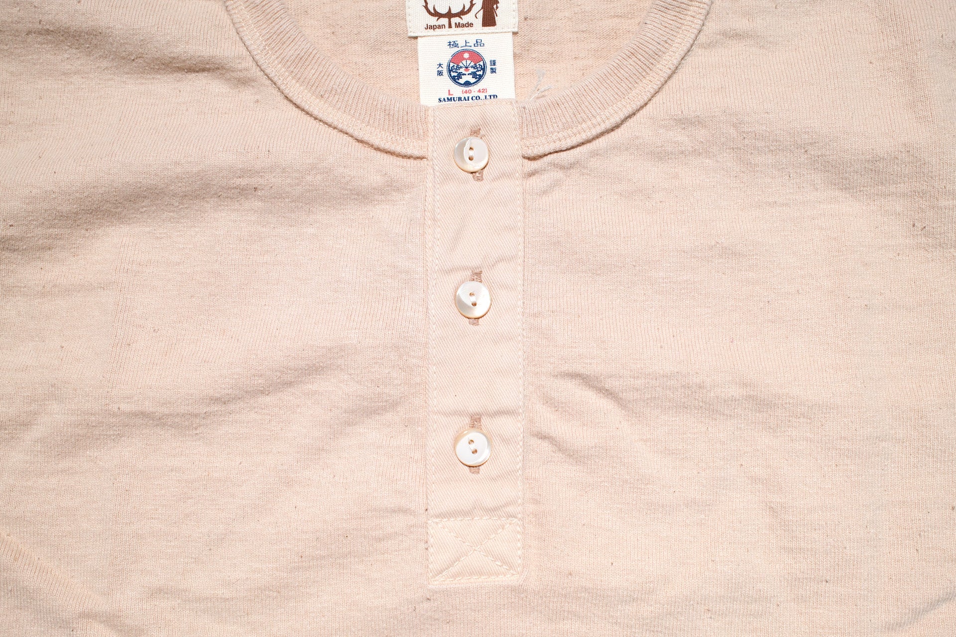 Samurai 12oz "Nippon Cotton" Heavyweight Henley Tee (Pale Kuri)