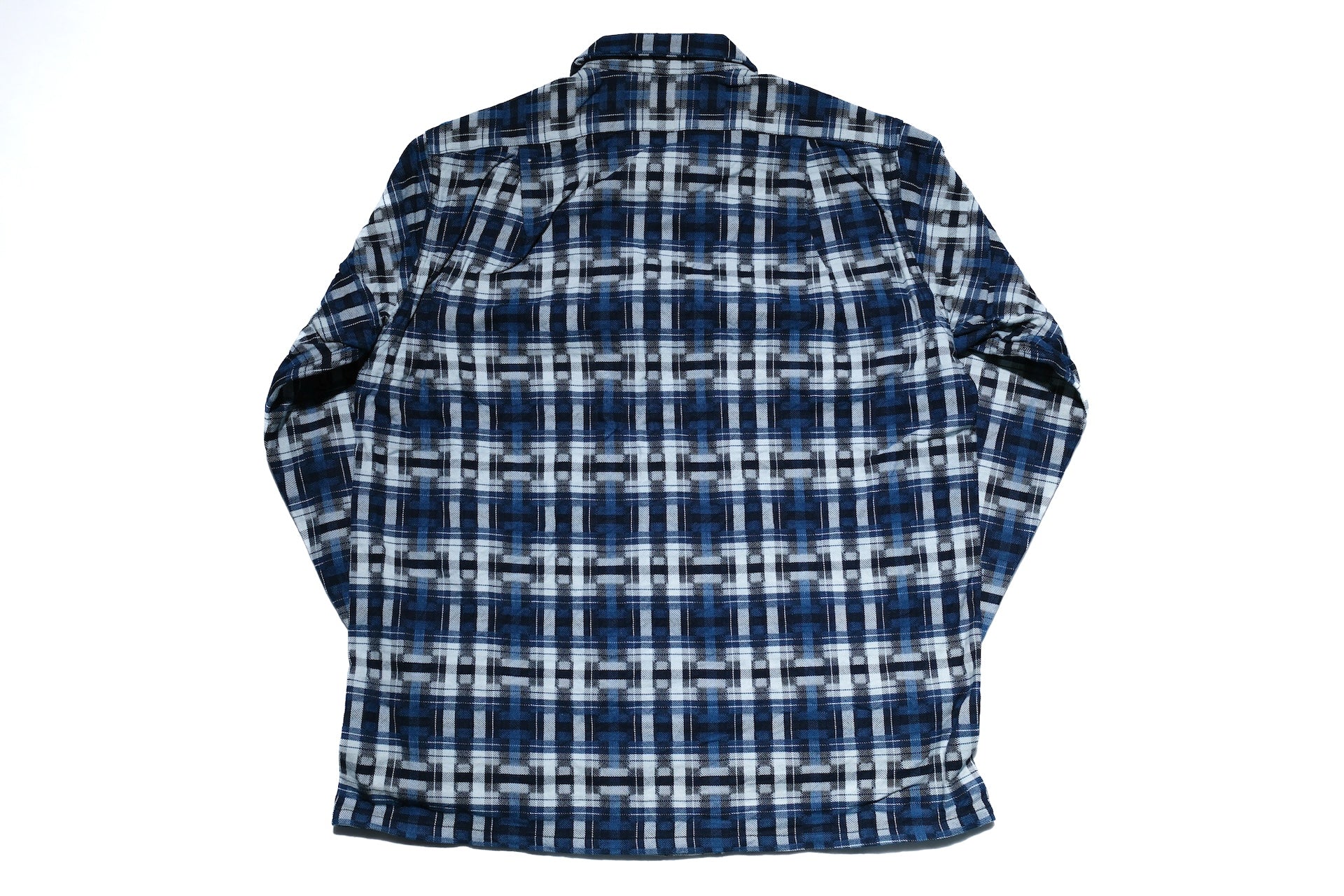 Samurai "Broken Lattice" Natural Indigo Dyed Open Collar L/S Shirt